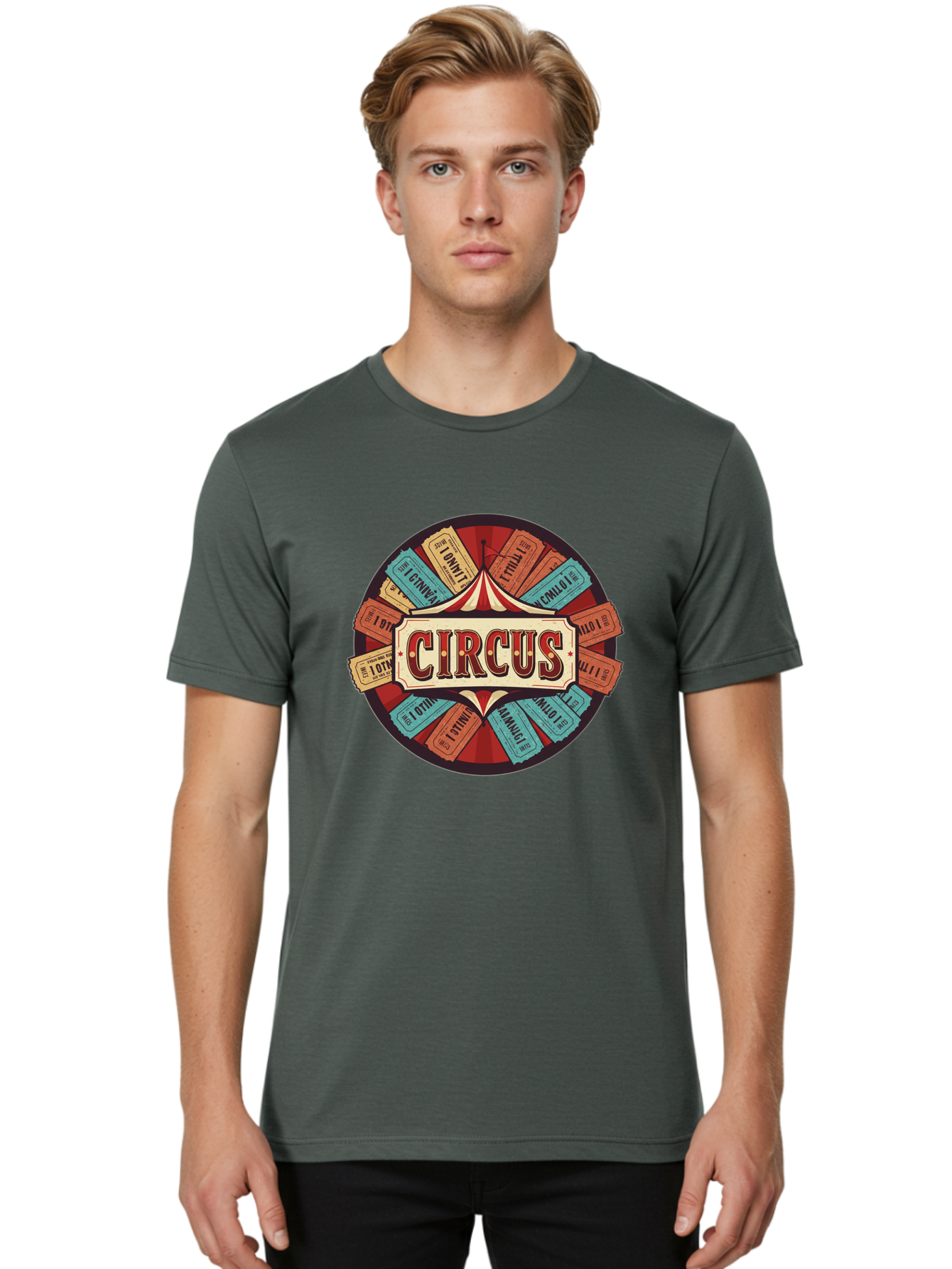 Circus Men'S Graphic Tee, 100% Cotton, Comfortable Casual Summer Wear, Machine Washable, Vintage Circus Tickets, Retro Carnival Theme, Circus Tent, Admission Tickets, Classic Circus Design, Nostalgic Entertainment, Carnival Graphics Bac856