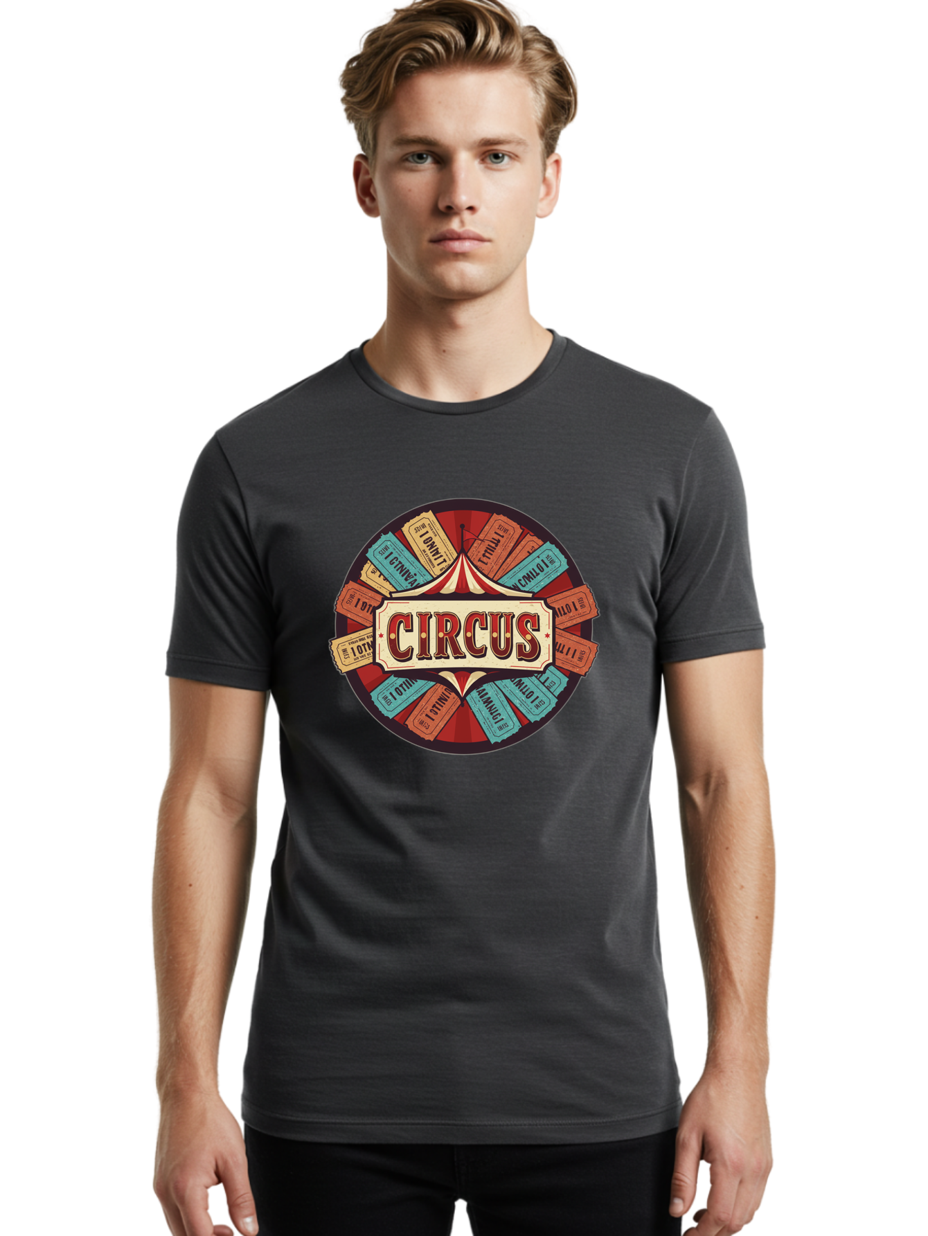 Circus Men'S Graphic Tee, 100% Cotton, Comfortable Casual Summer Wear, Machine Washable, Vintage Circus Tickets, Retro Carnival Theme, Circus Tent, Admission Tickets, Classic Circus Design, Nostalgic Entertainment, Carnival Graphics Bac856
