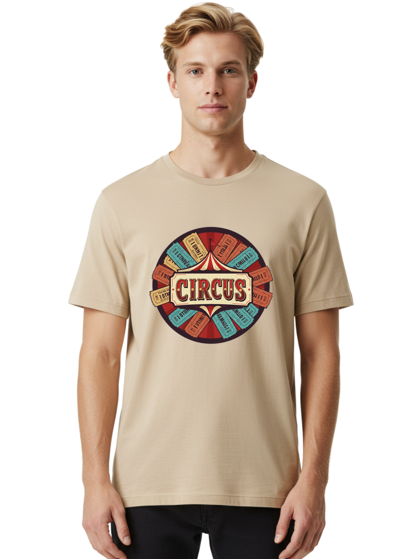 Circus Men'S Graphic Tee, 100% Cotton, Comfortable Casual Summer Wear, Machine Washable, Vintage Circus Tickets, Retro Carnival Theme, Circus Tent, Admission Tickets, Classic Circus Design, Nostalgic Entertainment, Carnival Graphics Bac856