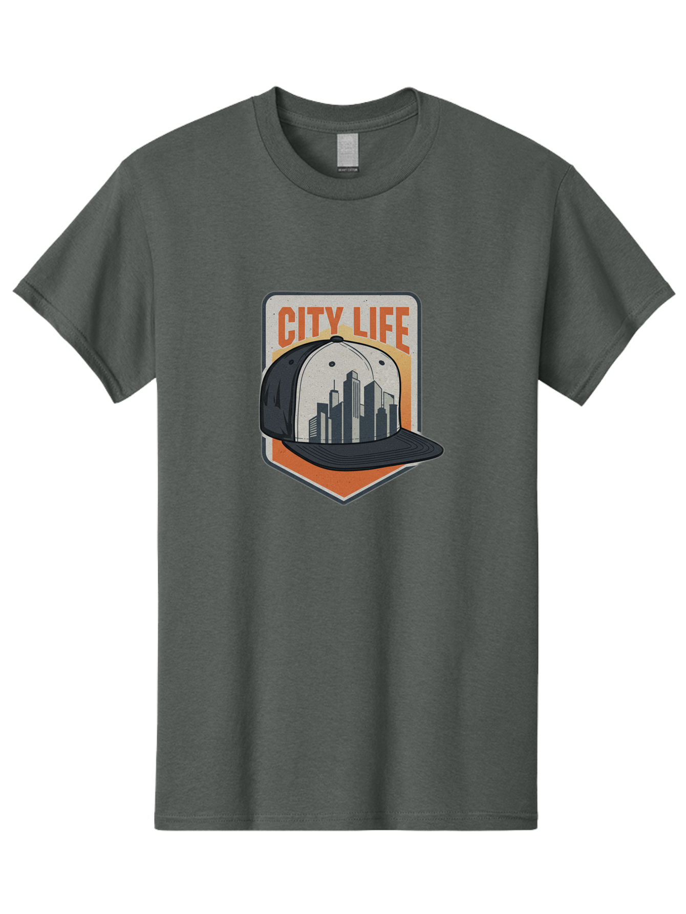 City-Life Men'S Graphic Tee, 100% Cotton, Comfortable Casual Summer Wear, Machine Washable, City Life, Urban Culture, Streetwear Fashion, Baseball Cap, Cityscape Design, Urban Lifestyle, City Vibes, Trendy Apparel Bac857