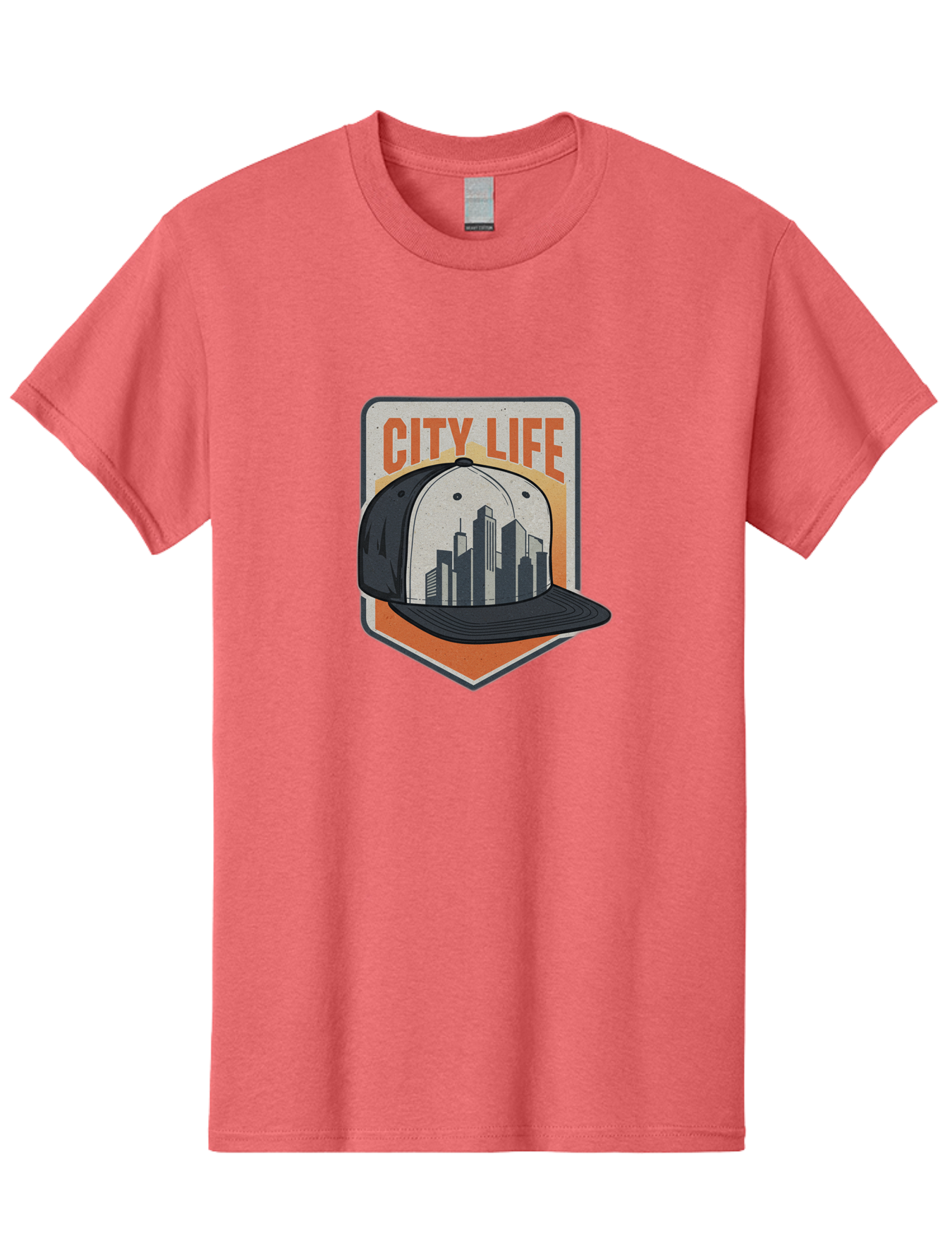 City-Life Men'S Graphic Tee, 100% Cotton, Comfortable Casual Summer Wear, Machine Washable, City Life, Urban Culture, Streetwear Fashion, Baseball Cap, Cityscape Design, Urban Lifestyle, City Vibes, Trendy Apparel Bac857