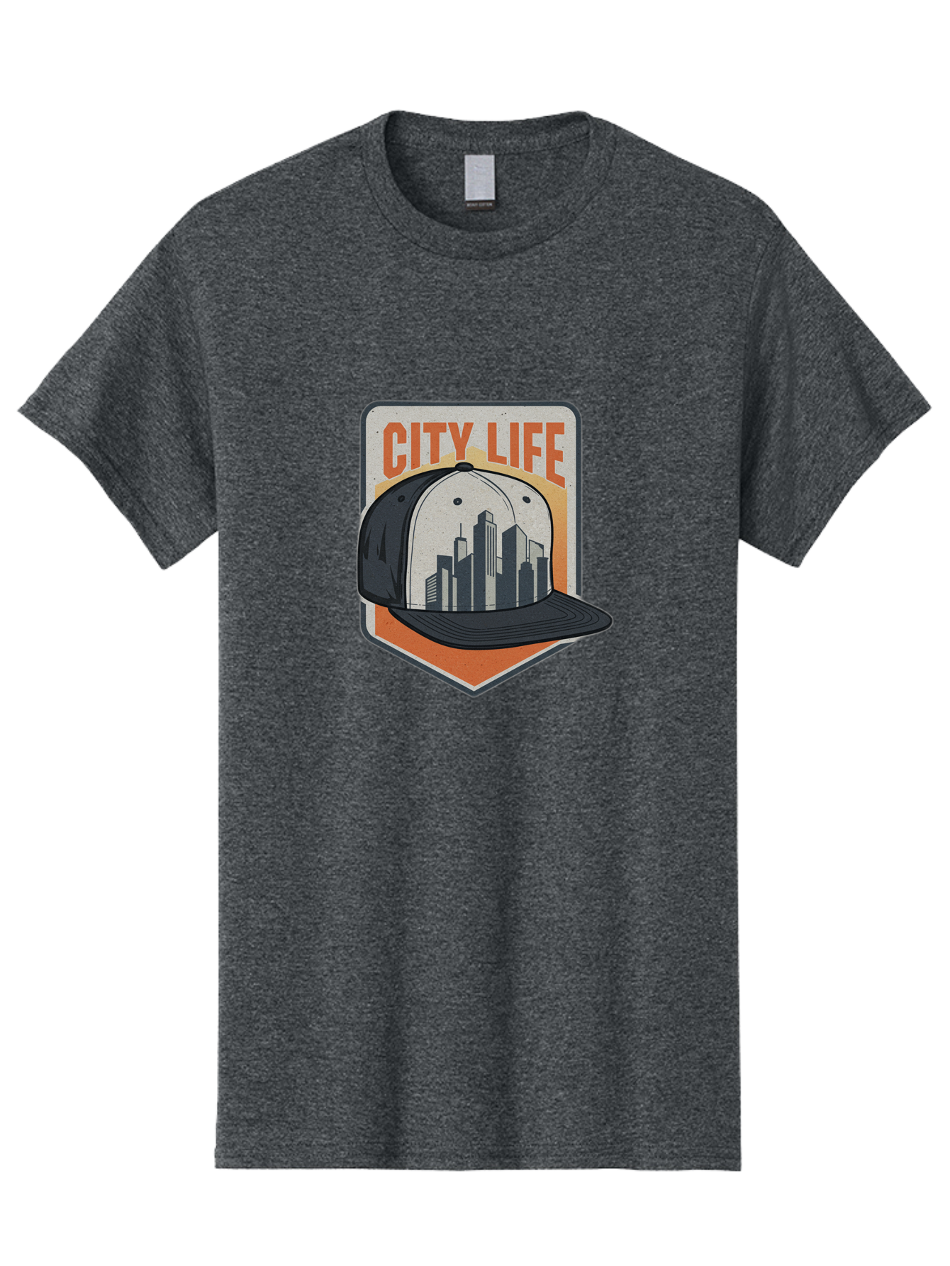 City-Life Men'S Graphic Tee, 100% Cotton, Comfortable Casual Summer Wear, Machine Washable, City Life, Urban Culture, Streetwear Fashion, Baseball Cap, Cityscape Design, Urban Lifestyle, City Vibes, Trendy Apparel Bac857