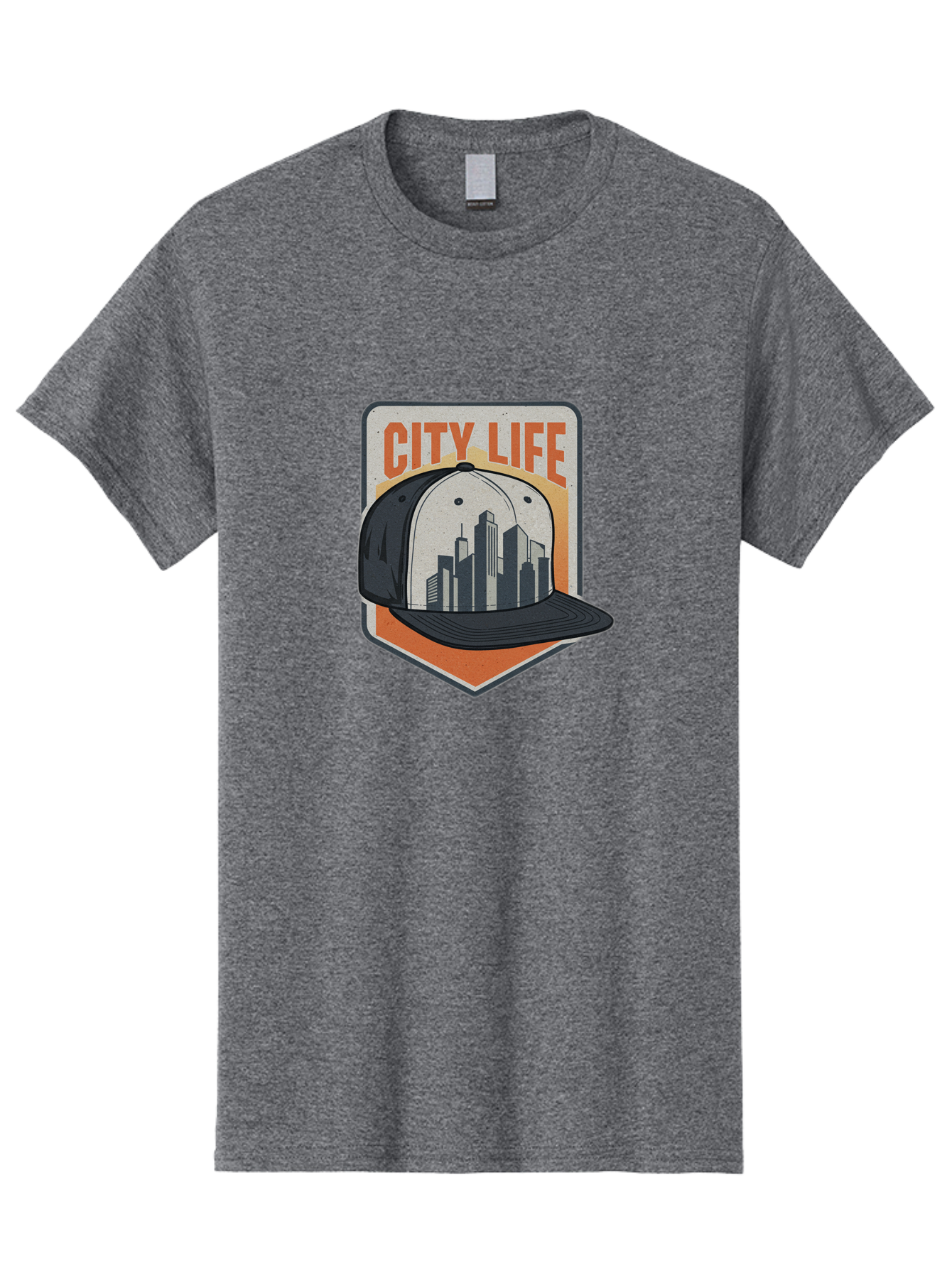 City-Life Men'S Graphic Tee, 100% Cotton, Comfortable Casual Summer Wear, Machine Washable, City Life, Urban Culture, Streetwear Fashion, Baseball Cap, Cityscape Design, Urban Lifestyle, City Vibes, Trendy Apparel Bac857