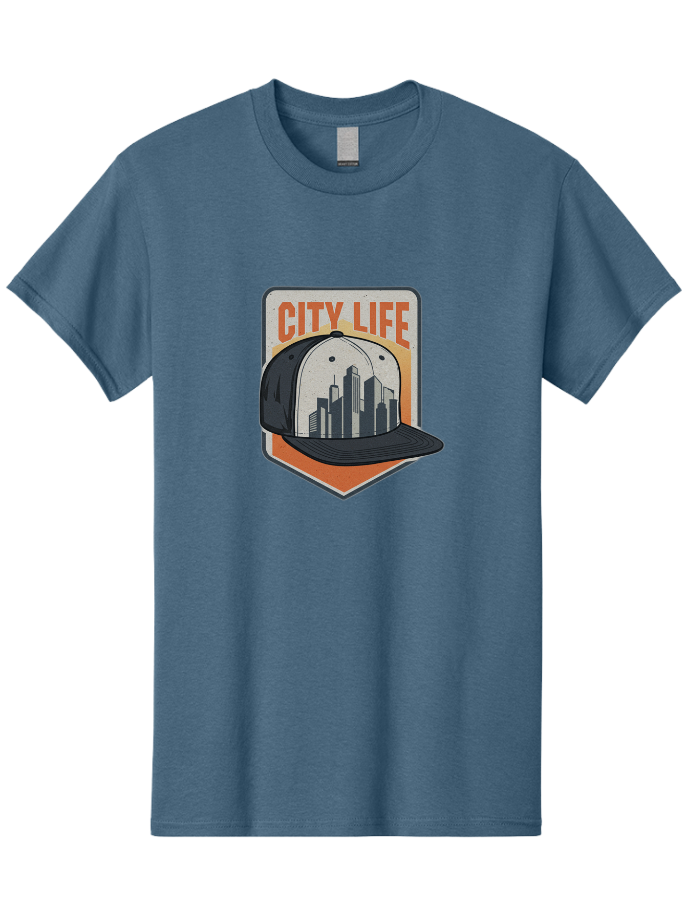 City-Life Men'S Graphic Tee, 100% Cotton, Comfortable Casual Summer Wear, Machine Washable, City Life, Urban Culture, Streetwear Fashion, Baseball Cap, Cityscape Design, Urban Lifestyle, City Vibes, Trendy Apparel Bac857