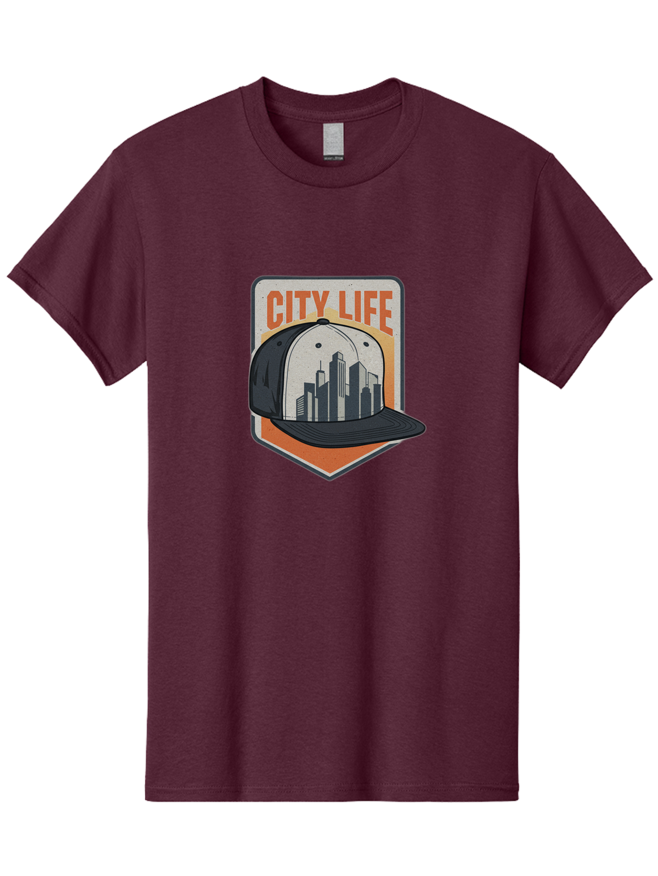 City-Life Men'S Graphic Tee, 100% Cotton, Comfortable Casual Summer Wear, Machine Washable, City Life, Urban Culture, Streetwear Fashion, Baseball Cap, Cityscape Design, Urban Lifestyle, City Vibes, Trendy Apparel Bac857