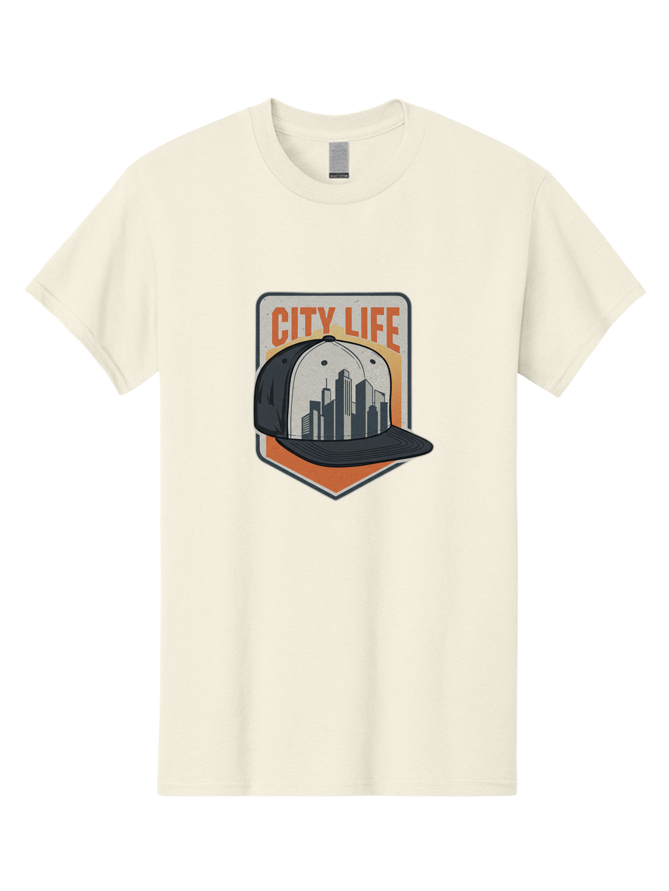 City-Life Men'S Graphic Tee, 100% Cotton, Comfortable Casual Summer Wear, Machine Washable, City Life, Urban Culture, Streetwear Fashion, Baseball Cap, Cityscape Design, Urban Lifestyle, City Vibes, Trendy Apparel Bac857