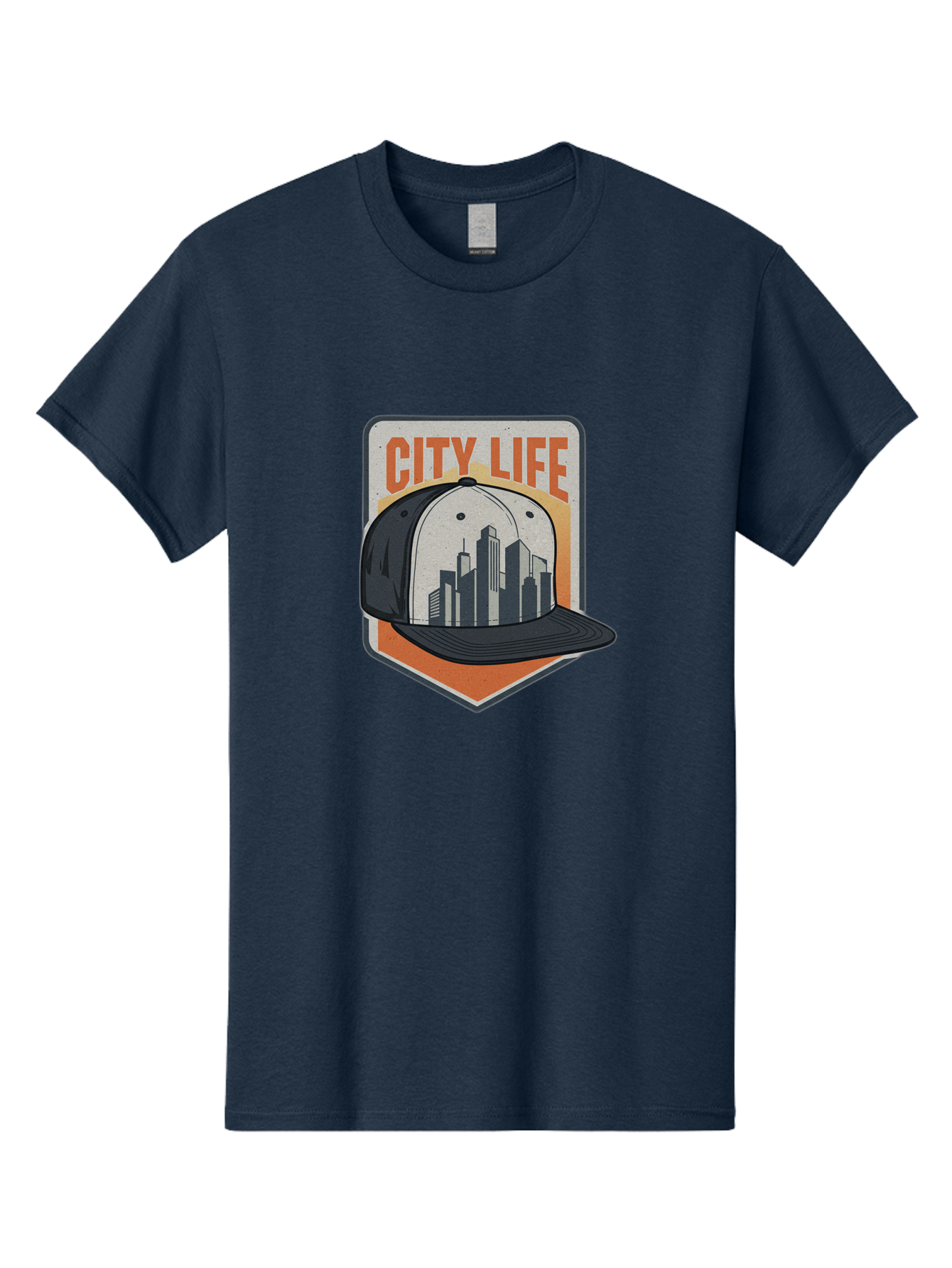 City-Life Men'S Graphic Tee, 100% Cotton, Comfortable Casual Summer Wear, Machine Washable, City Life, Urban Culture, Streetwear Fashion, Baseball Cap, Cityscape Design, Urban Lifestyle, City Vibes, Trendy Apparel Bac857