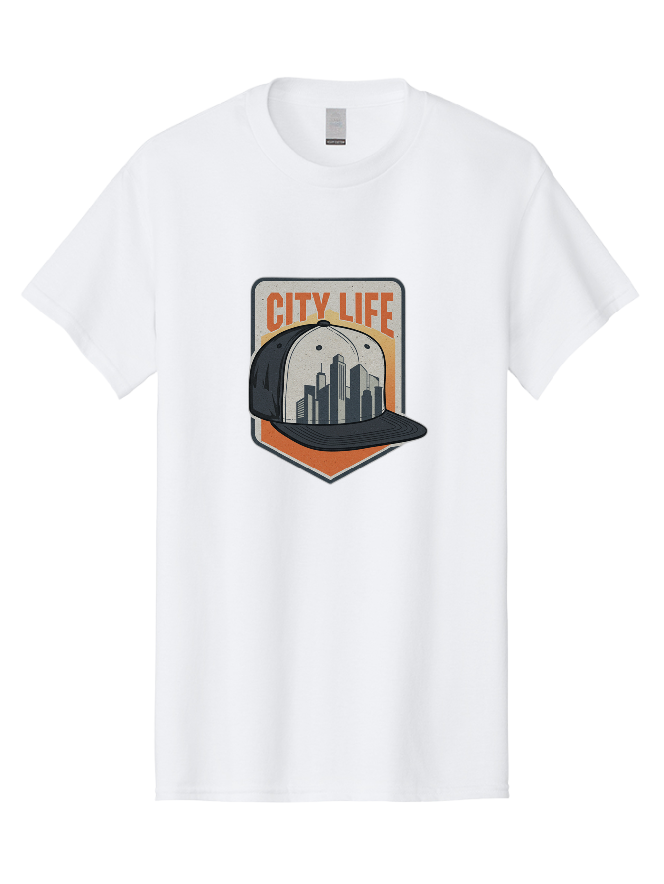 City-Life Men'S Graphic Tee, 100% Cotton, Comfortable Casual Summer Wear, Machine Washable, City Life, Urban Culture, Streetwear Fashion, Baseball Cap, Cityscape Design, Urban Lifestyle, City Vibes, Trendy Apparel Bac857