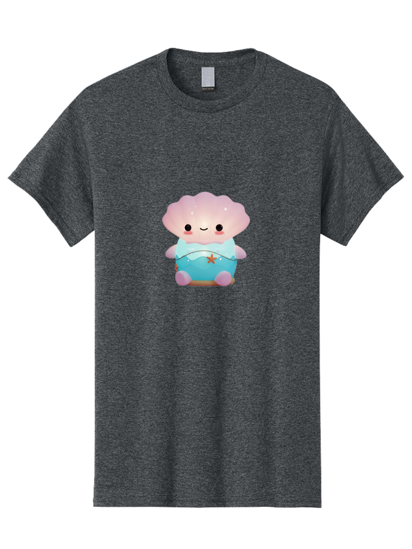 Clamshell-Character Men'S Graphic Tee, 100% Cotton, Comfortable Casual Summer Wear, Machine Washable, Soft Pink Jellyfish, Night Light, Soothing Ambiance, Underwater Decor, Ocean-Inspired Design, Peaceful Lighting, Cozy Bedroom, Bac859