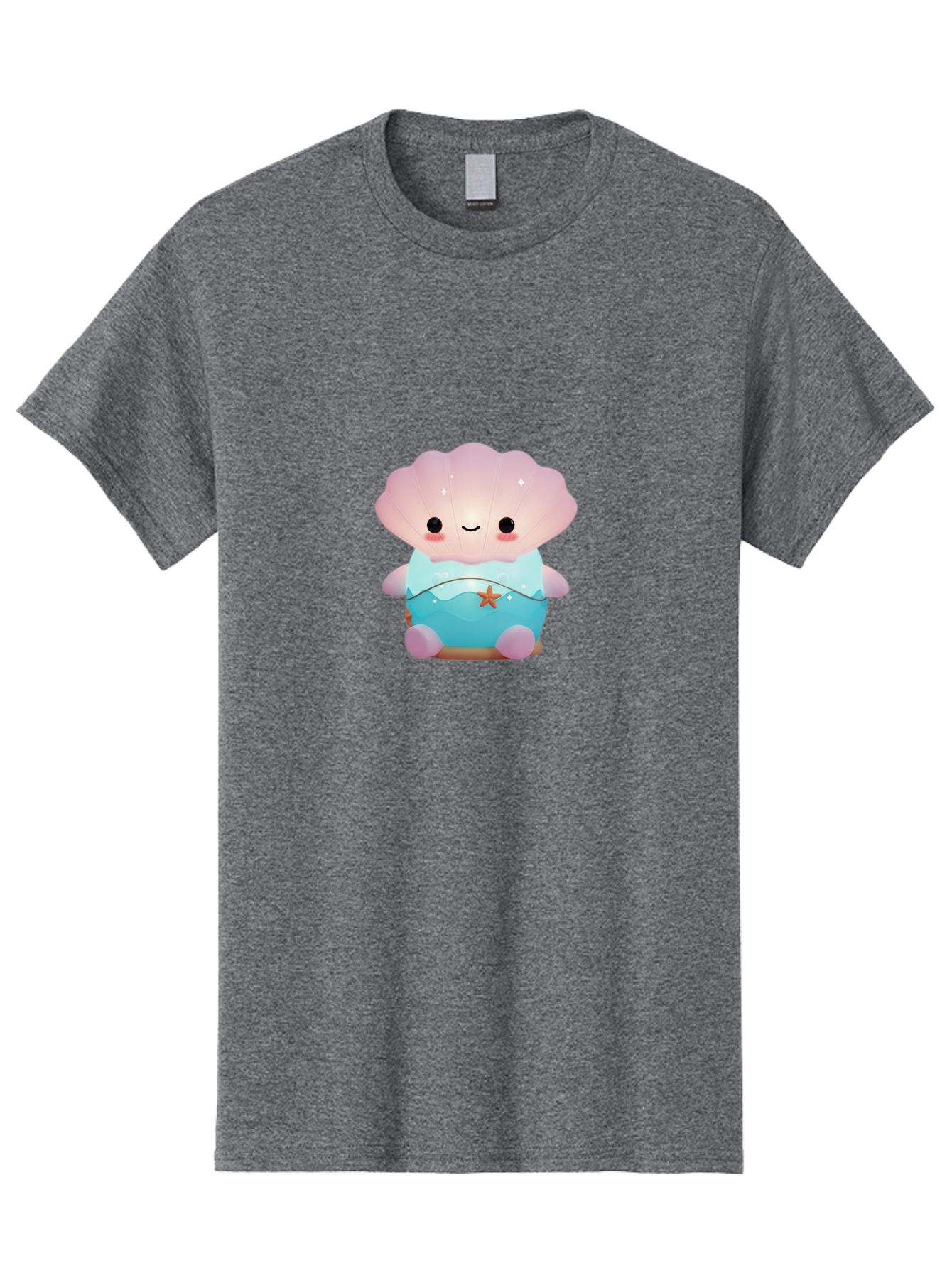 Clamshell-Character Men'S Graphic Tee, 100% Cotton, Comfortable Casual Summer Wear, Machine Washable, Soft Pink Jellyfish, Night Light, Soothing Ambiance, Underwater Decor, Ocean-Inspired Design, Peaceful Lighting, Cozy Bedroom, Bac859