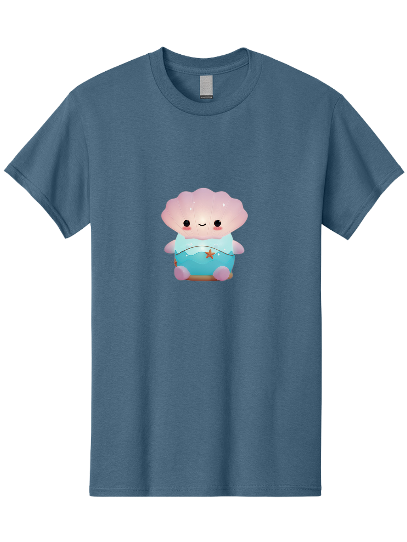 Clamshell-Character Men'S Graphic Tee, 100% Cotton, Comfortable Casual Summer Wear, Machine Washable, Soft Pink Jellyfish, Night Light, Soothing Ambiance, Underwater Decor, Ocean-Inspired Design, Peaceful Lighting, Cozy Bedroom, Bac859