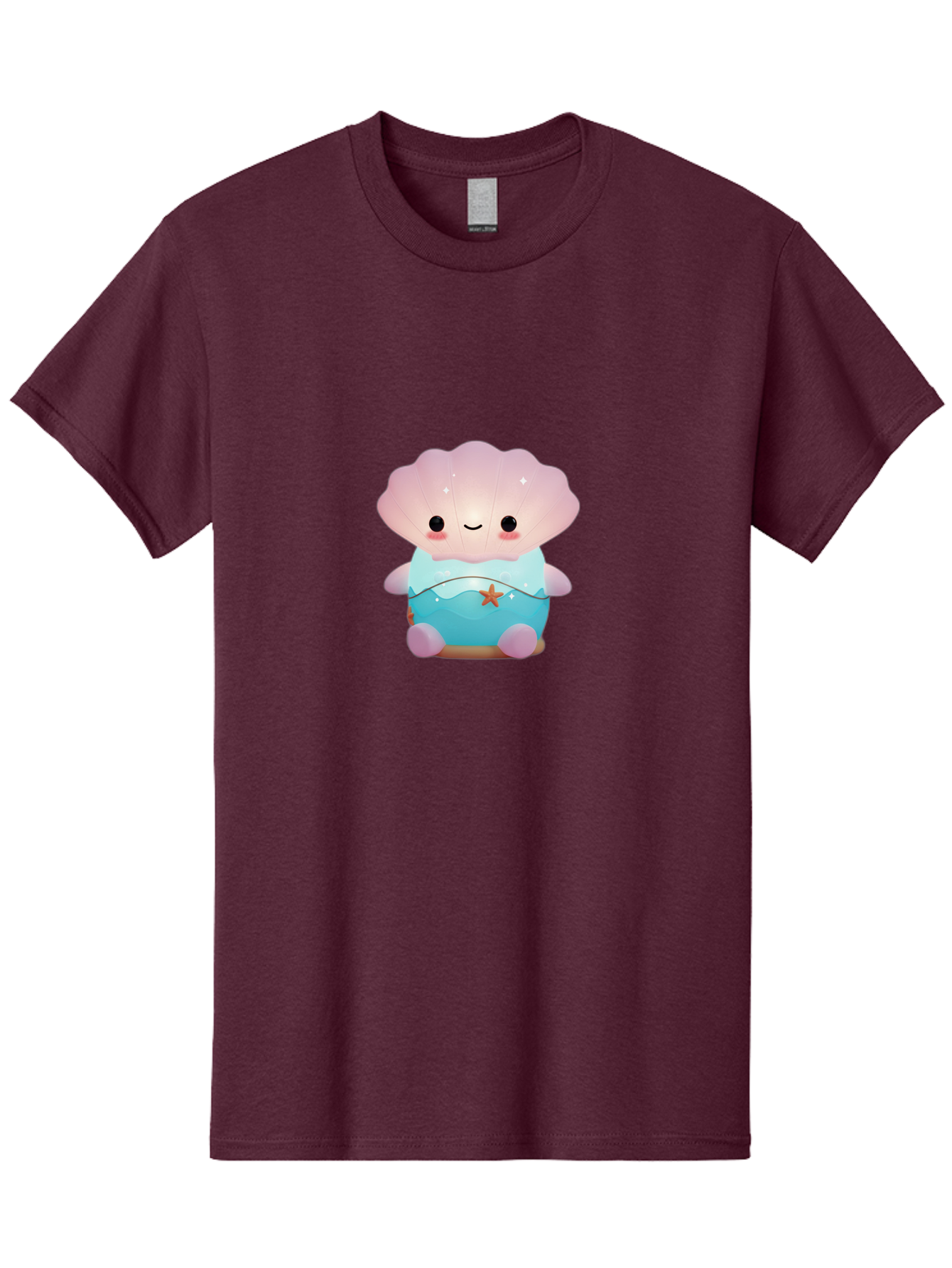 Clamshell-Character Men'S Graphic Tee, 100% Cotton, Comfortable Casual Summer Wear, Machine Washable, Soft Pink Jellyfish, Night Light, Soothing Ambiance, Underwater Decor, Ocean-Inspired Design, Peaceful Lighting, Cozy Bedroom, Bac859