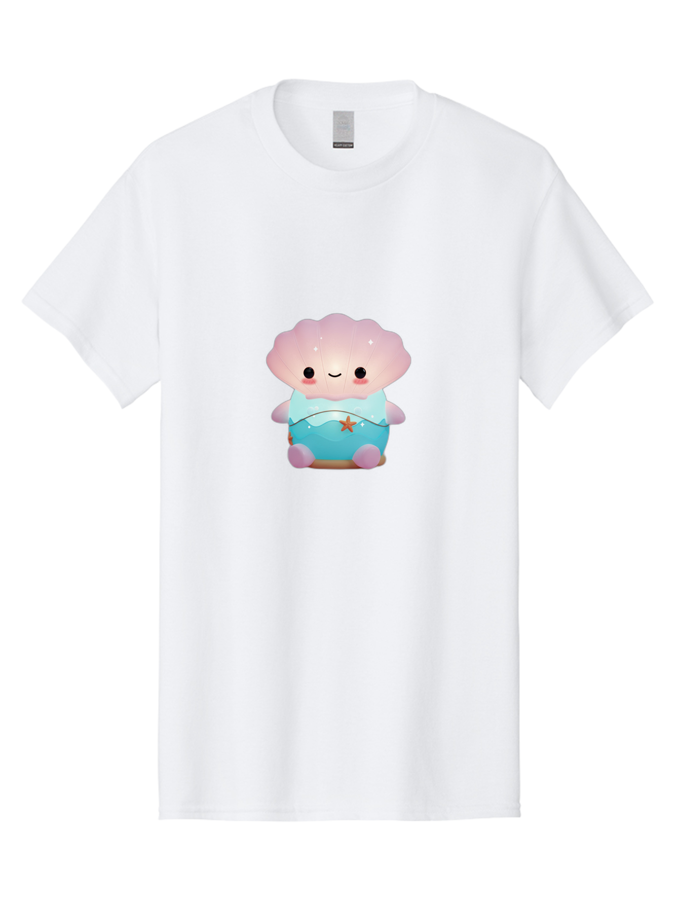 Clamshell-Character Men'S Graphic Tee, 100% Cotton, Comfortable Casual Summer Wear, Machine Washable, Soft Pink Jellyfish, Night Light, Soothing Ambiance, Underwater Decor, Ocean-Inspired Design, Peaceful Lighting, Cozy Bedroom, Bac859