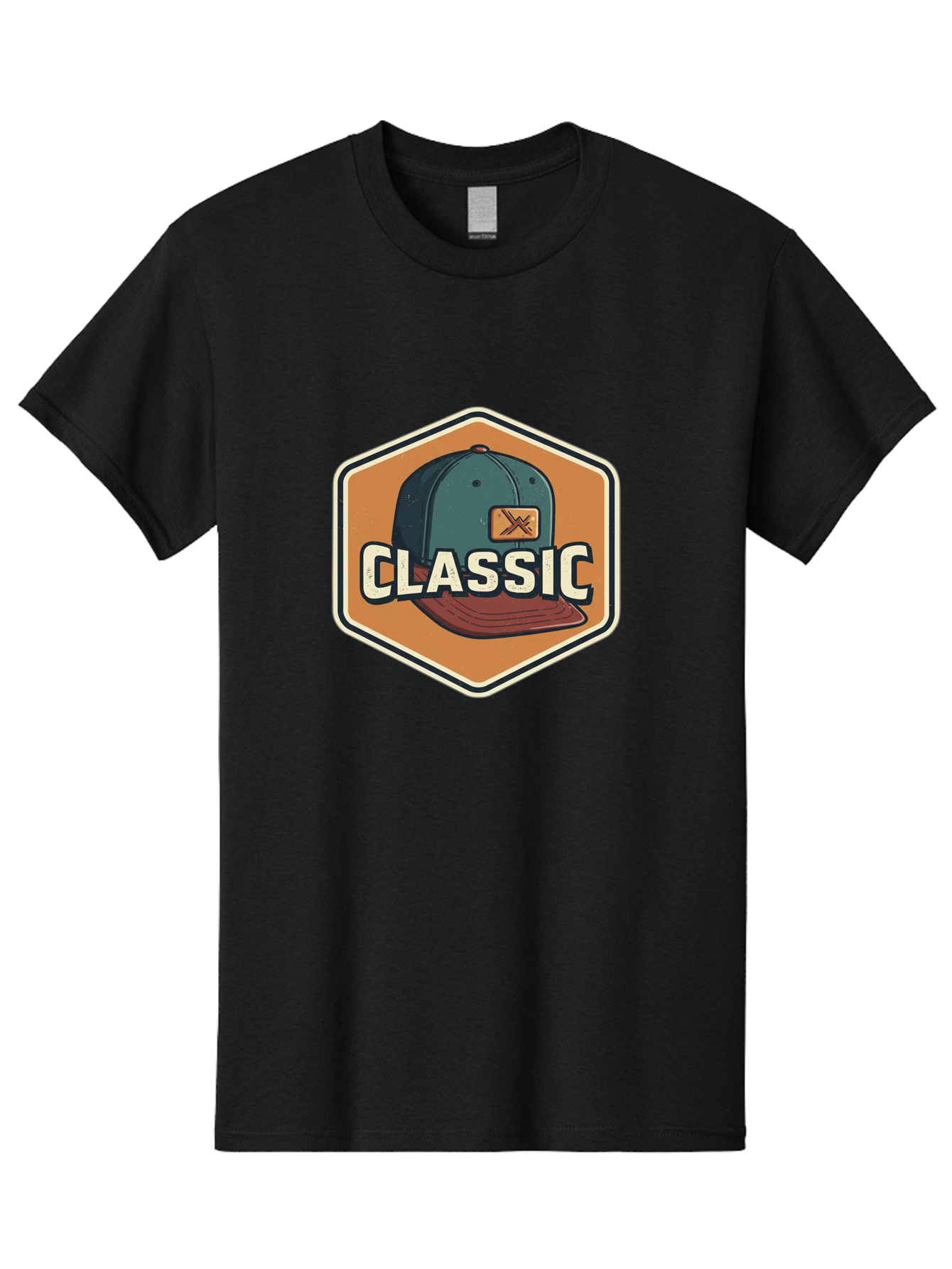 Classic Men'S Graphic Tee, 100% Cotton, Comfortable Casual Summer Wear, Machine Washable, Baseball Cap, Classic Style, Vintage Fashion, Retro Clothing, Casual Wear, Hat Logo, Apparel Branding, Nostalgic Design Bac860