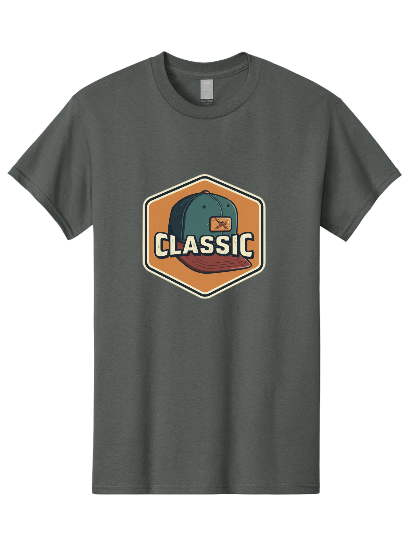 Classic Men'S Graphic Tee, 100% Cotton, Comfortable Casual Summer Wear, Machine Washable, Baseball Cap, Classic Style, Vintage Fashion, Retro Clothing, Casual Wear, Hat Logo, Apparel Branding, Nostalgic Design Bac860
