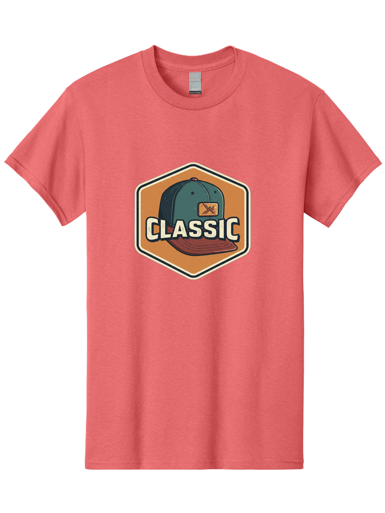 Classic Men'S Graphic Tee, 100% Cotton, Comfortable Casual Summer Wear, Machine Washable, Baseball Cap, Classic Style, Vintage Fashion, Retro Clothing, Casual Wear, Hat Logo, Apparel Branding, Nostalgic Design Bac860