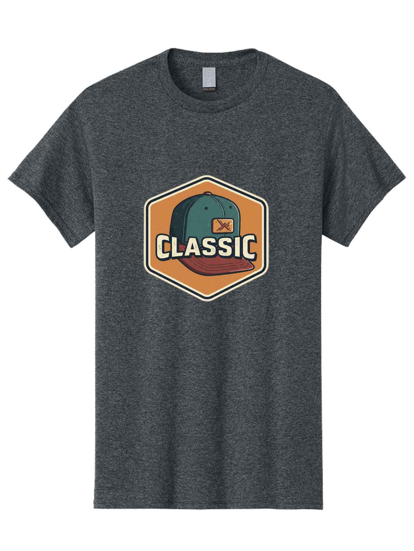 Classic Men'S Graphic Tee, 100% Cotton, Comfortable Casual Summer Wear, Machine Washable, Baseball Cap, Classic Style, Vintage Fashion, Retro Clothing, Casual Wear, Hat Logo, Apparel Branding, Nostalgic Design Bac860