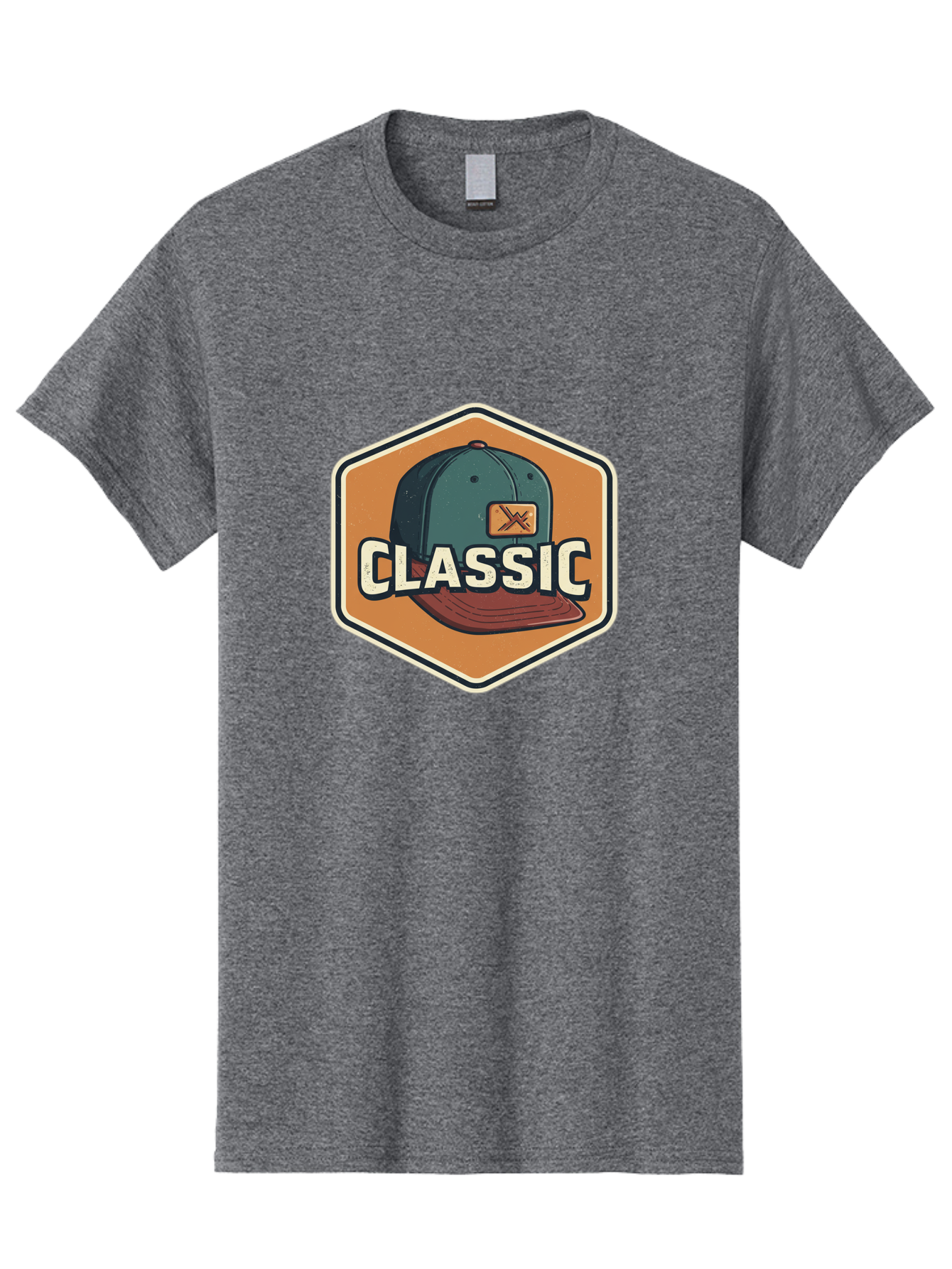 Classic Men'S Graphic Tee, 100% Cotton, Comfortable Casual Summer Wear, Machine Washable, Baseball Cap, Classic Style, Vintage Fashion, Retro Clothing, Casual Wear, Hat Logo, Apparel Branding, Nostalgic Design Bac860