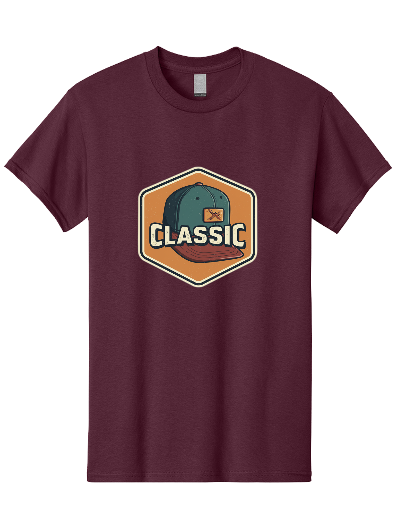 Classic Men'S Graphic Tee, 100% Cotton, Comfortable Casual Summer Wear, Machine Washable, Baseball Cap, Classic Style, Vintage Fashion, Retro Clothing, Casual Wear, Hat Logo, Apparel Branding, Nostalgic Design Bac860