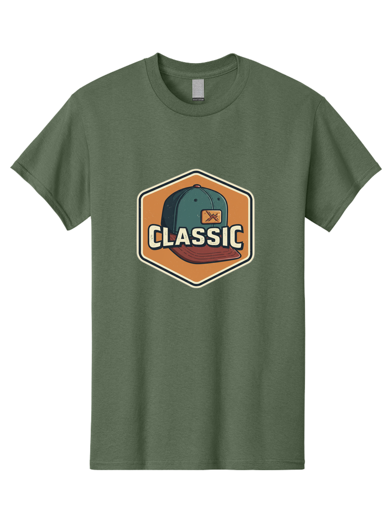Classic Men'S Graphic Tee, 100% Cotton, Comfortable Casual Summer Wear, Machine Washable, Baseball Cap, Classic Style, Vintage Fashion, Retro Clothing, Casual Wear, Hat Logo, Apparel Branding, Nostalgic Design Bac860