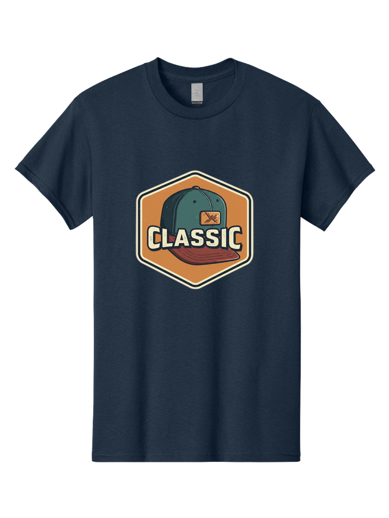 Classic Men'S Graphic Tee, 100% Cotton, Comfortable Casual Summer Wear, Machine Washable, Baseball Cap, Classic Style, Vintage Fashion, Retro Clothing, Casual Wear, Hat Logo, Apparel Branding, Nostalgic Design Bac860