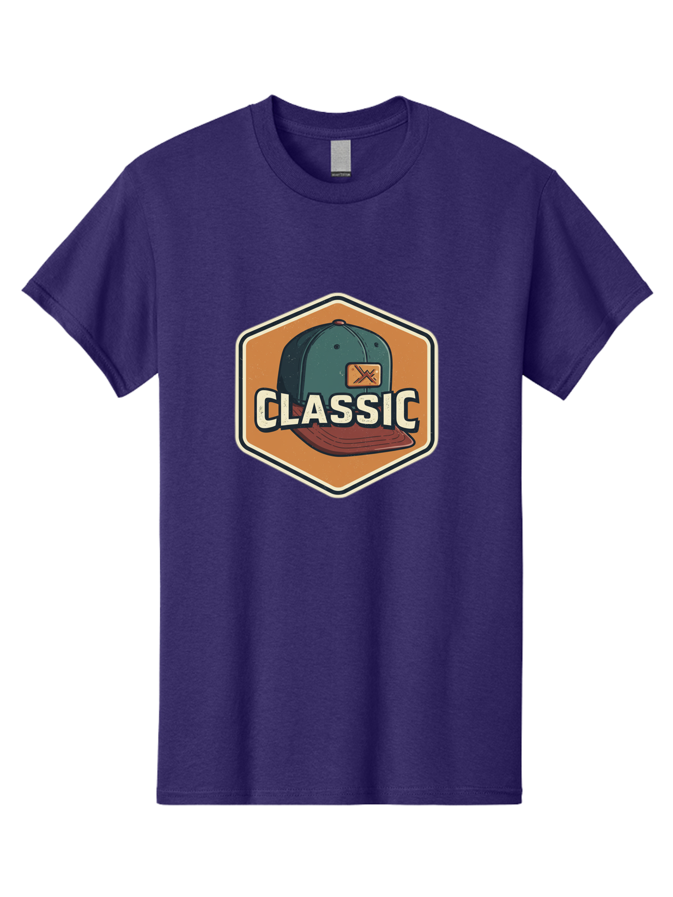 Classic Men'S Graphic Tee, 100% Cotton, Comfortable Casual Summer Wear, Machine Washable, Baseball Cap, Classic Style, Vintage Fashion, Retro Clothing, Casual Wear, Hat Logo, Apparel Branding, Nostalgic Design Bac860