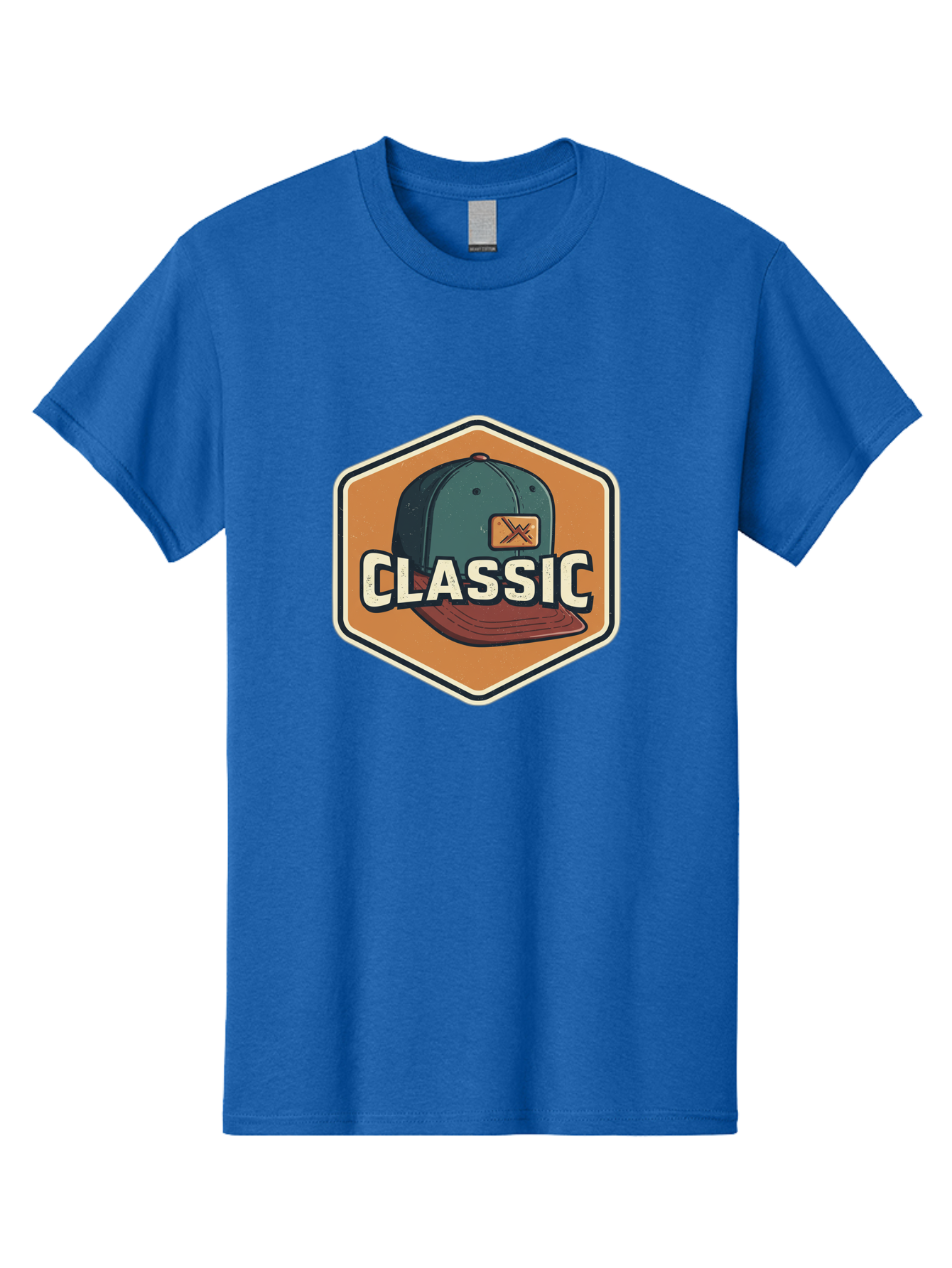 Classic Men'S Graphic Tee, 100% Cotton, Comfortable Casual Summer Wear, Machine Washable, Baseball Cap, Classic Style, Vintage Fashion, Retro Clothing, Casual Wear, Hat Logo, Apparel Branding, Nostalgic Design Bac860