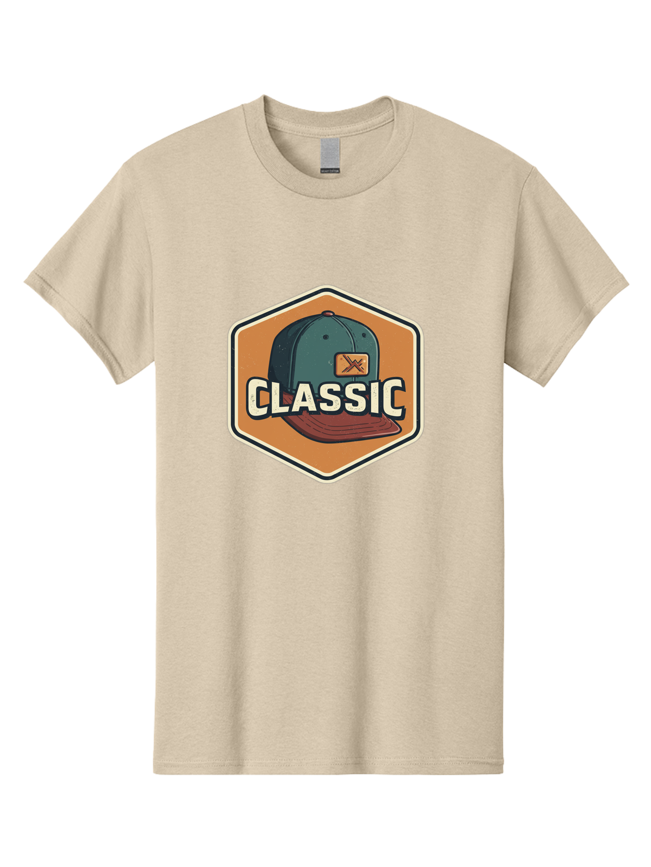 Classic Men'S Graphic Tee, 100% Cotton, Comfortable Casual Summer Wear, Machine Washable, Baseball Cap, Classic Style, Vintage Fashion, Retro Clothing, Casual Wear, Hat Logo, Apparel Branding, Nostalgic Design Bac860