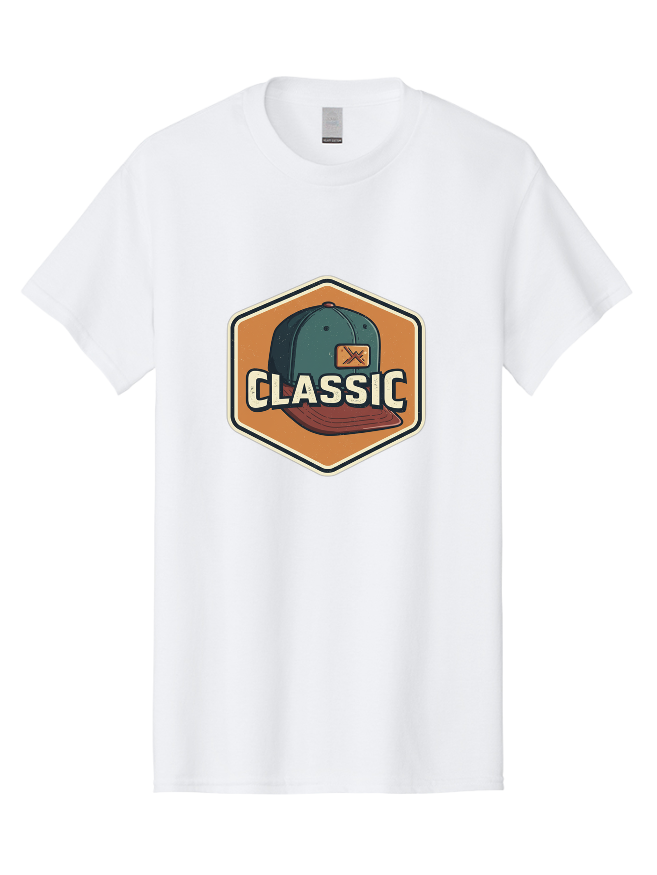 Classic Men'S Graphic Tee, 100% Cotton, Comfortable Casual Summer Wear, Machine Washable, Baseball Cap, Classic Style, Vintage Fashion, Retro Clothing, Casual Wear, Hat Logo, Apparel Branding, Nostalgic Design Bac860