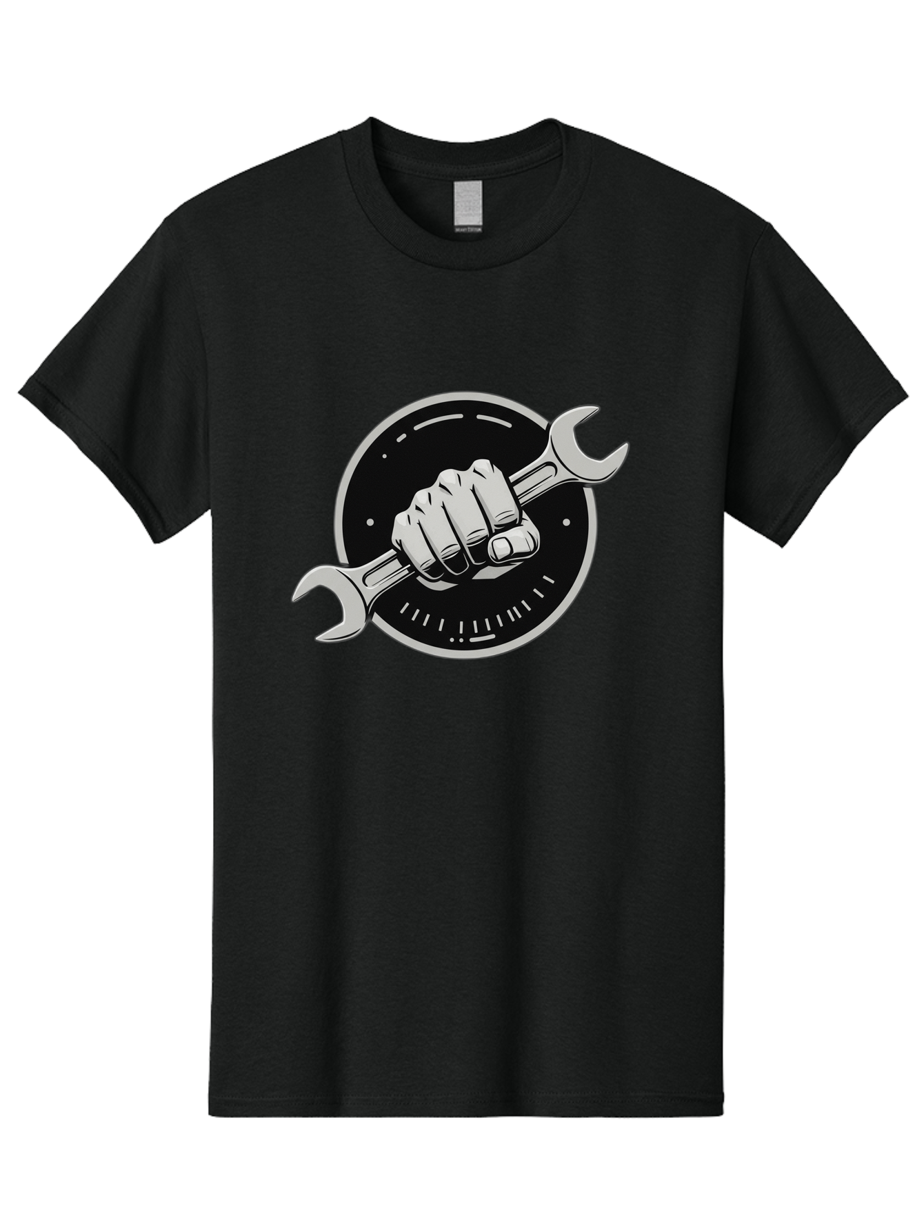 Clenched-Fist-Wrench Men'S Graphic Tee, 100% Cotton, Comfortable Casual Summer Wear, Machine Washable, Hand Holding Wrench, Fist With Spanner, Mechanic Symbol, Repair Logo, Diy Emblem, Tool Icon, Maintenance Graphics, Handyman Sign Bac862