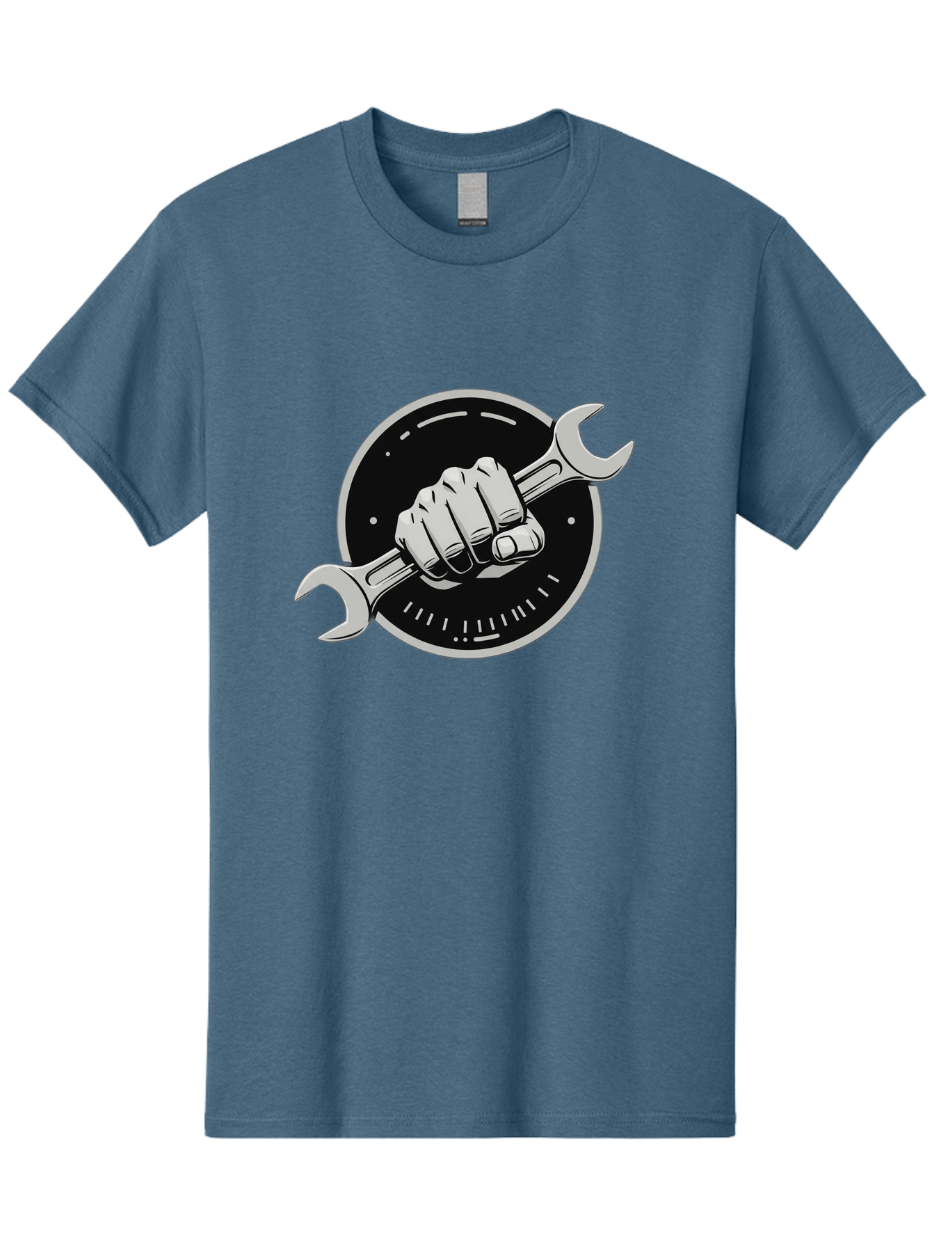 Clenched-Fist-Wrench Men'S Graphic Tee, 100% Cotton, Comfortable Casual Summer Wear, Machine Washable, Hand Holding Wrench, Fist With Spanner, Mechanic Symbol, Repair Logo, Diy Emblem, Tool Icon, Maintenance Graphics, Handyman Sign Bac862