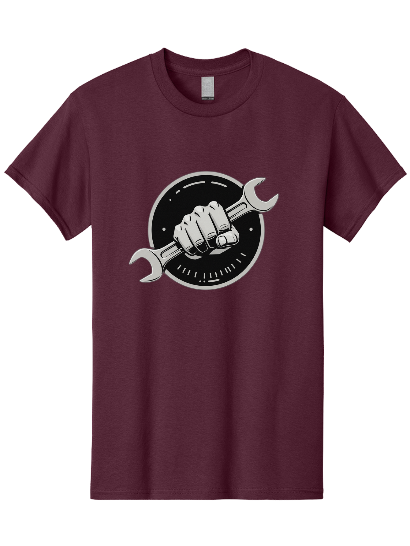 Clenched-Fist-Wrench Men'S Graphic Tee, 100% Cotton, Comfortable Casual Summer Wear, Machine Washable, Hand Holding Wrench, Fist With Spanner, Mechanic Symbol, Repair Logo, Diy Emblem, Tool Icon, Maintenance Graphics, Handyman Sign Bac862