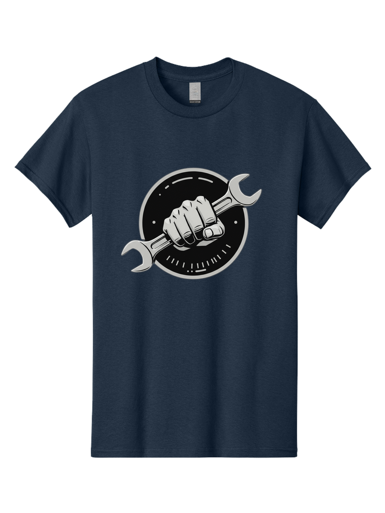 Clenched-Fist-Wrench Men'S Graphic Tee, 100% Cotton, Comfortable Casual Summer Wear, Machine Washable, Hand Holding Wrench, Fist With Spanner, Mechanic Symbol, Repair Logo, Diy Emblem, Tool Icon, Maintenance Graphics, Handyman Sign Bac862