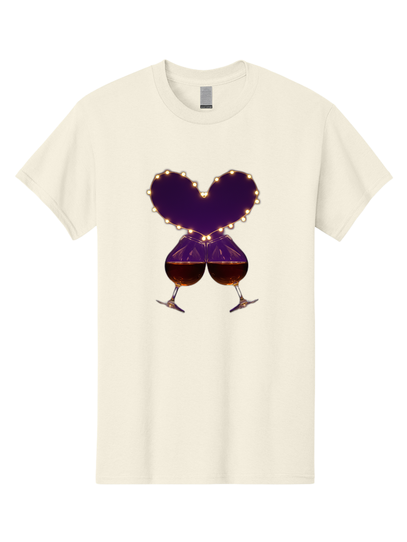 Clinking-Wine-Glasses-Heart Men'S Graphic Tee, 100% Cotton, Comfortable Casual Summer Wear, Machine Washable, Wine Glasses Cheers, Romantic Evening, Couple'S Night, Love Is In The Air, Sharing A Drink, Togetherness, Valentine'S Day Gift, Bac863