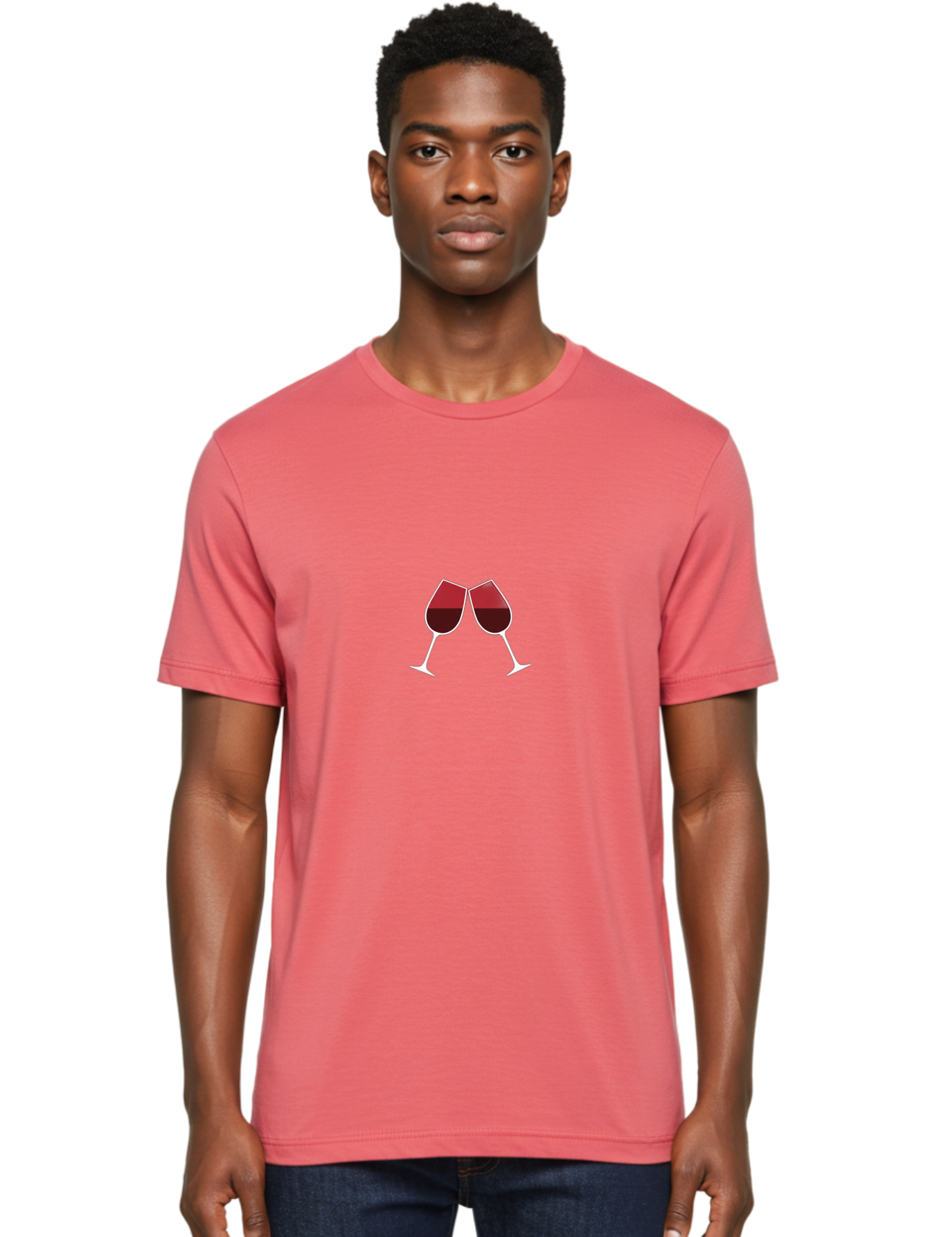 Clinking-Wine-Glasses Men'S Graphic Tee, 100% Cotton, Comfortable Casual Summer Wear, Machine Washable, Wine Glasses Clinking, Celebratory Toast, Red Wine, Luxury Beverage, Wine Tasting, Adult Beverage, Social Gathering, Celebration Moment Bac864