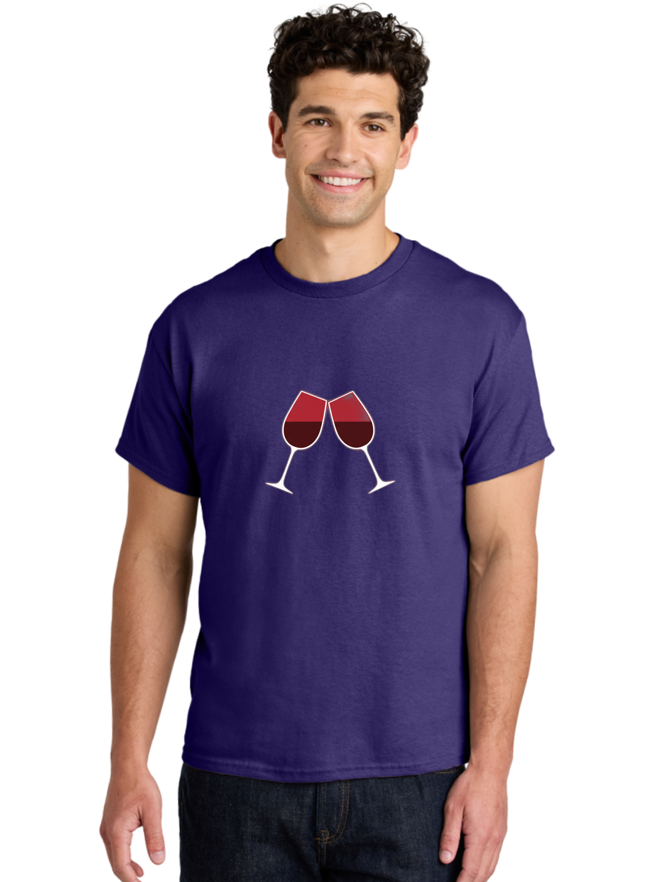 Clinking-Wine-Glasses Men'S Graphic Tee, 100% Cotton, Comfortable Casual Summer Wear, Machine Washable, Wine Glasses Clinking, Celebratory Toast, Red Wine, Luxury Beverage, Wine Tasting, Adult Beverage, Social Gathering, Celebration Moment Bac864