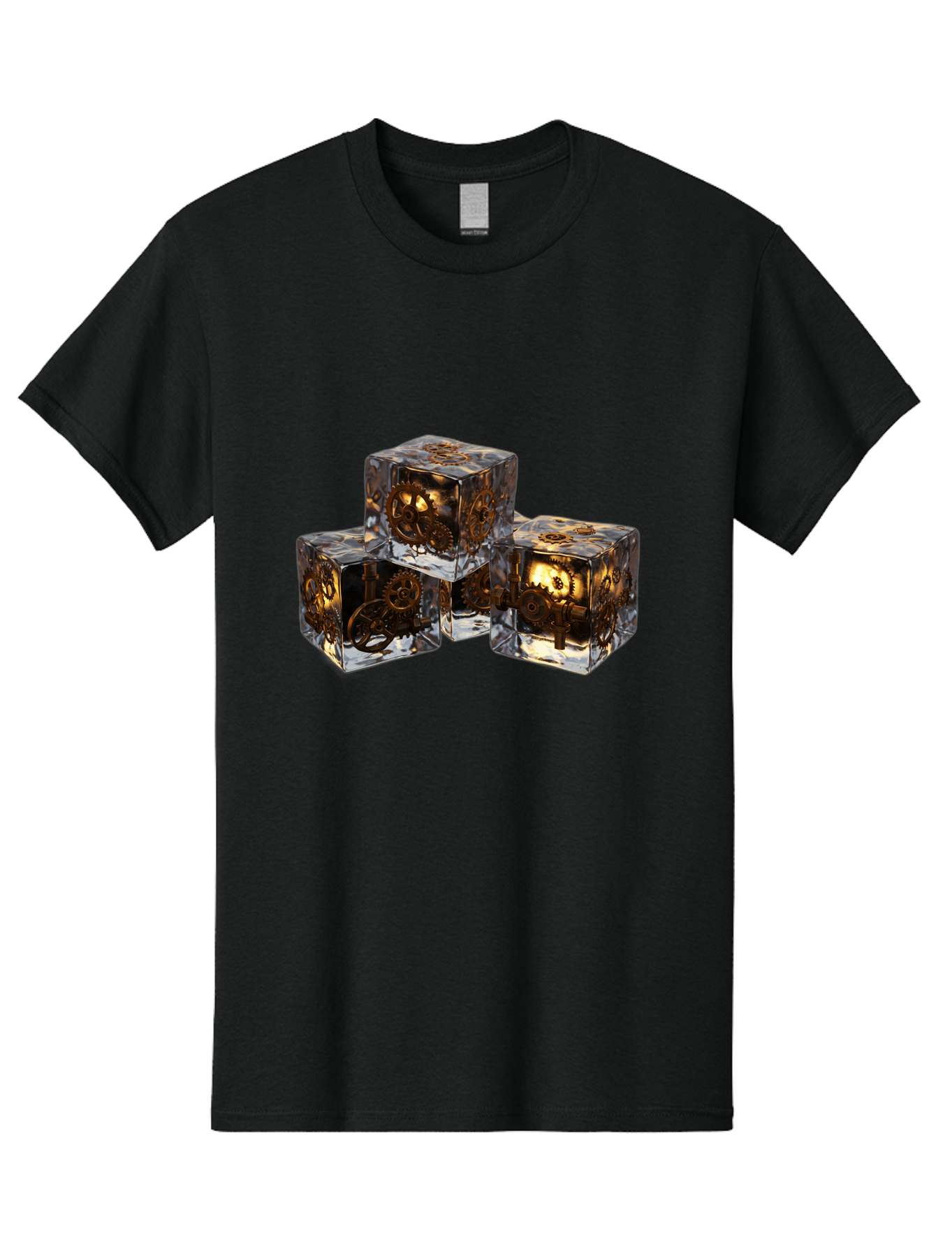 Clockwork-Dice Men'S Graphic Tee, 100% Cotton, Comfortable Casual Summer Wear, Machine Washable, Transparent Dice, Mechanical Gears, Clockwork Mechanisms, Intricate Details, Golden Accents, Modern Gaming Accessories, Tabletop Gaming, Rpg Dice Bac865
