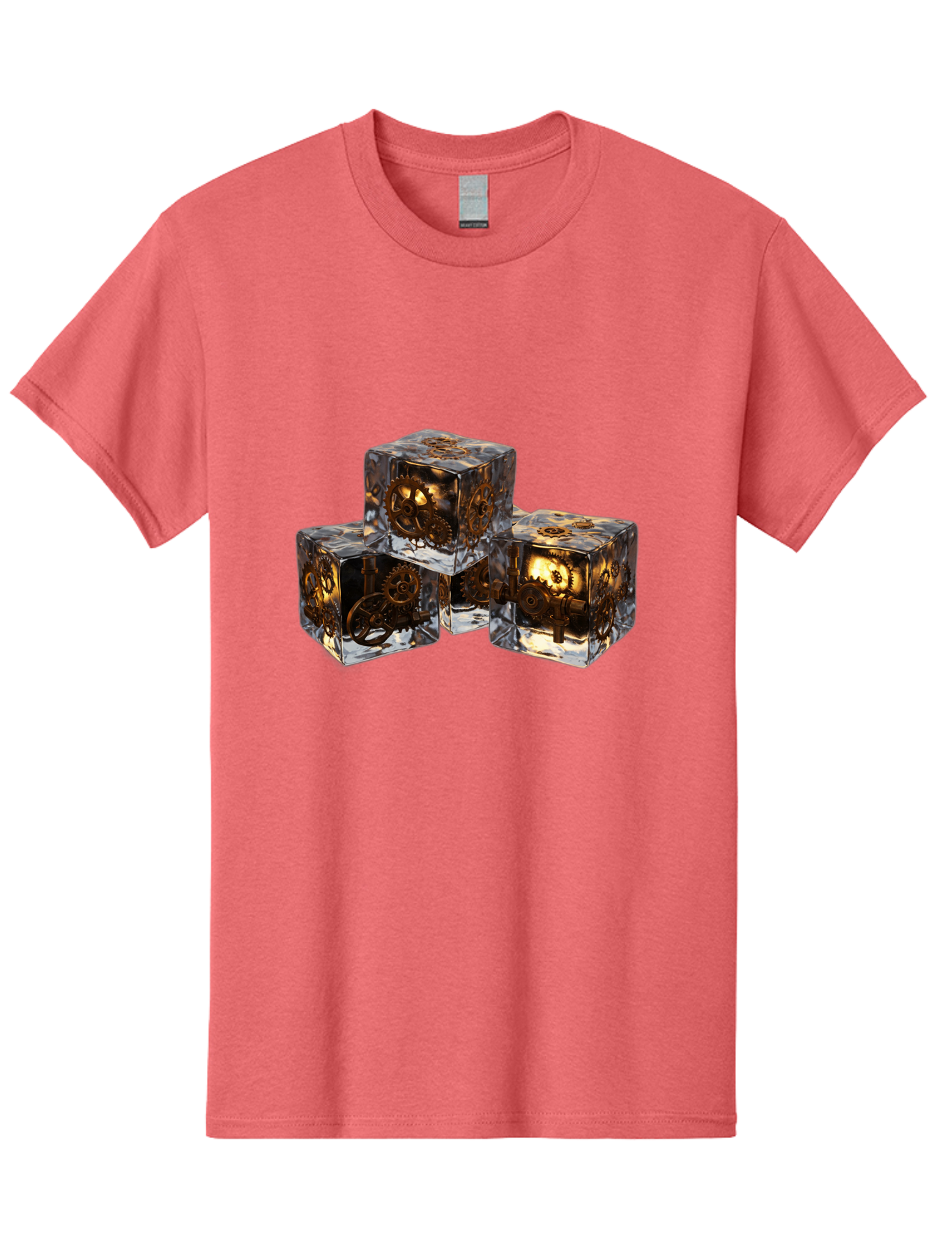 Clockwork-Dice Men'S Graphic Tee, 100% Cotton, Comfortable Casual Summer Wear, Machine Washable, Transparent Dice, Mechanical Gears, Clockwork Mechanisms, Intricate Details, Golden Accents, Modern Gaming Accessories, Tabletop Gaming, Rpg Dice Bac865