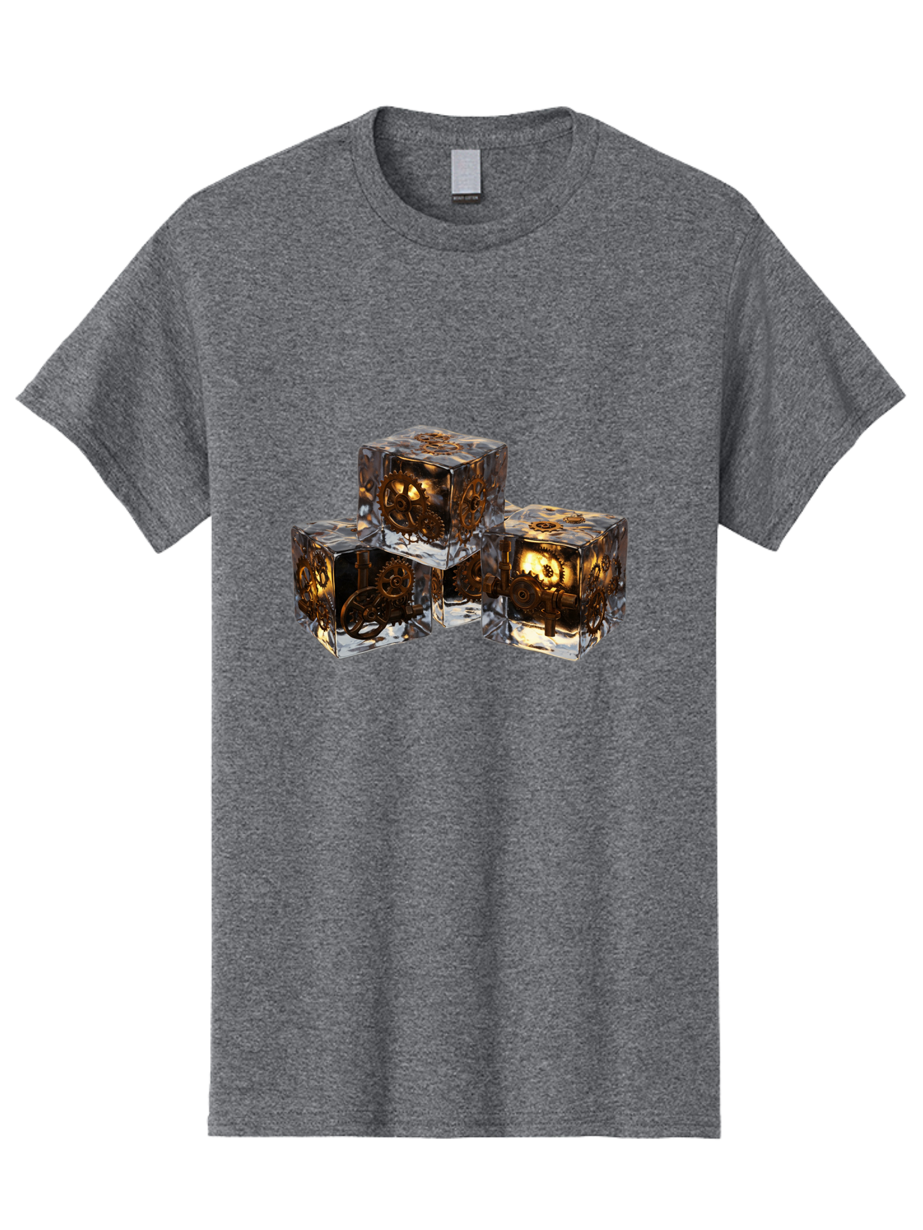 Clockwork-Dice Men'S Graphic Tee, 100% Cotton, Comfortable Casual Summer Wear, Machine Washable, Transparent Dice, Mechanical Gears, Clockwork Mechanisms, Intricate Details, Golden Accents, Modern Gaming Accessories, Tabletop Gaming, Rpg Dice Bac865
