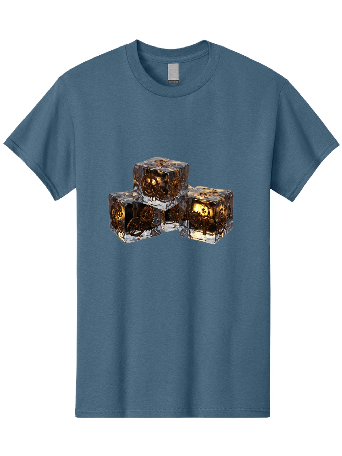 Clockwork-Dice Men'S Graphic Tee, 100% Cotton, Comfortable Casual Summer Wear, Machine Washable, Transparent Dice, Mechanical Gears, Clockwork Mechanisms, Intricate Details, Golden Accents, Modern Gaming Accessories, Tabletop Gaming, Rpg Dice Bac865