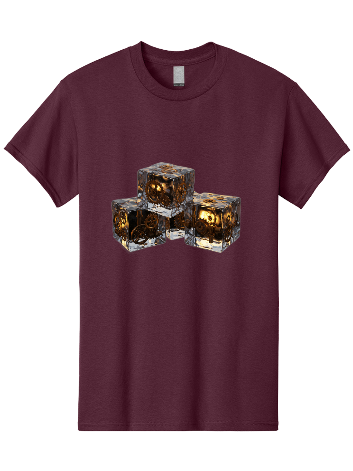 Clockwork-Dice Men'S Graphic Tee, 100% Cotton, Comfortable Casual Summer Wear, Machine Washable, Transparent Dice, Mechanical Gears, Clockwork Mechanisms, Intricate Details, Golden Accents, Modern Gaming Accessories, Tabletop Gaming, Rpg Dice Bac865