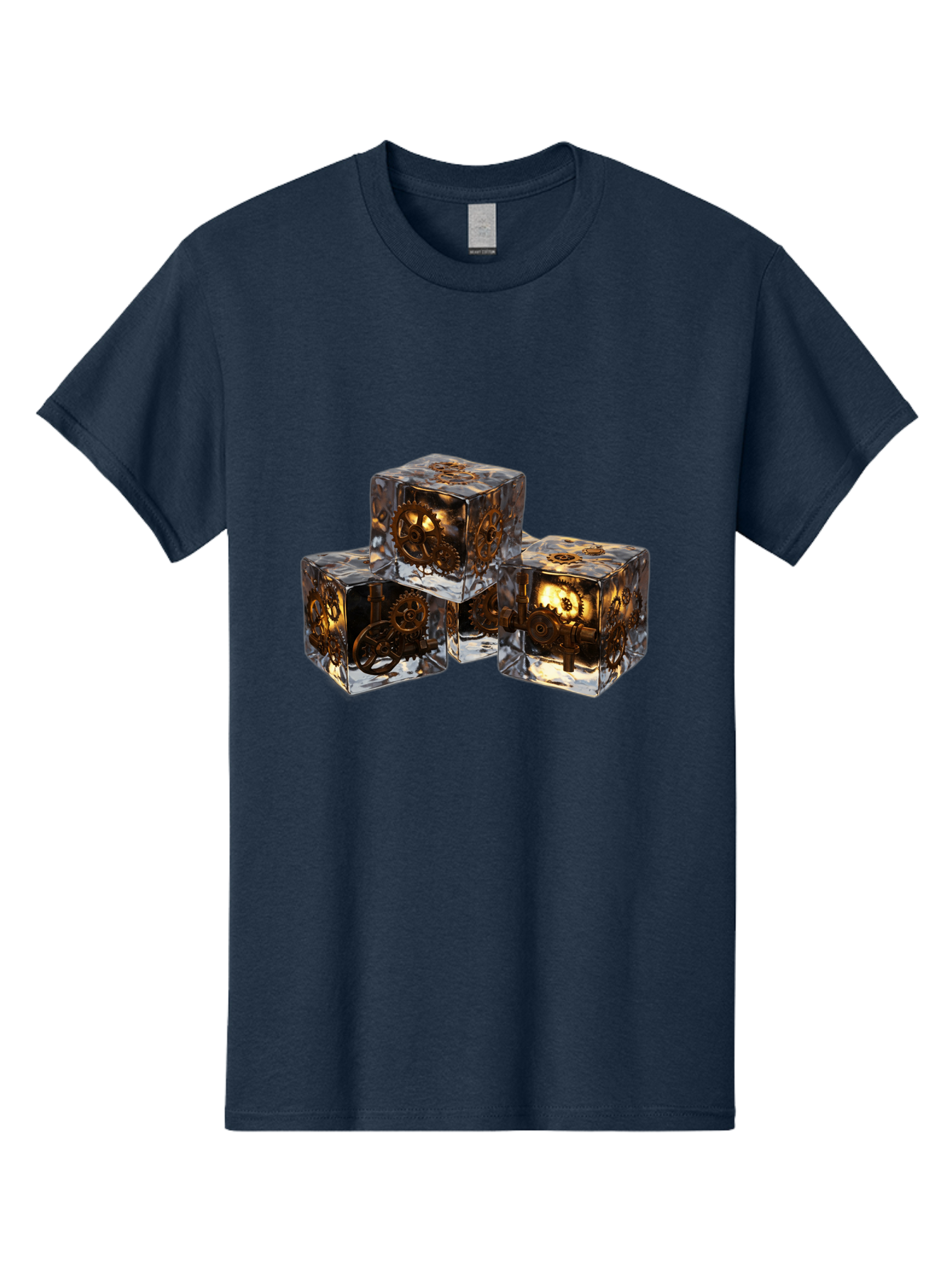 Clockwork-Dice Men'S Graphic Tee, 100% Cotton, Comfortable Casual Summer Wear, Machine Washable, Transparent Dice, Mechanical Gears, Clockwork Mechanisms, Intricate Details, Golden Accents, Modern Gaming Accessories, Tabletop Gaming, Rpg Dice Bac865