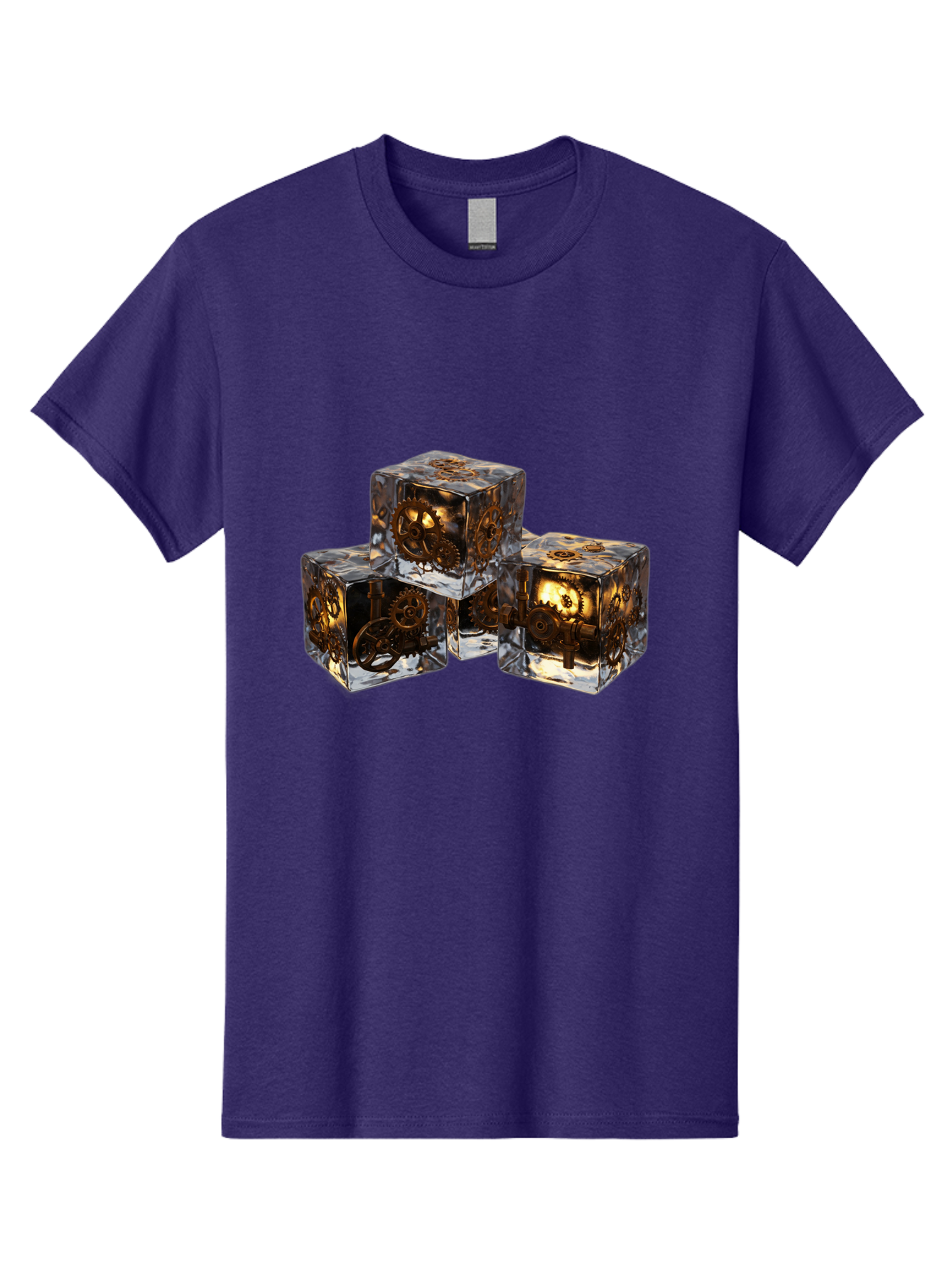 Clockwork-Dice Men'S Graphic Tee, 100% Cotton, Comfortable Casual Summer Wear, Machine Washable, Transparent Dice, Mechanical Gears, Clockwork Mechanisms, Intricate Details, Golden Accents, Modern Gaming Accessories, Tabletop Gaming, Rpg Dice Bac865