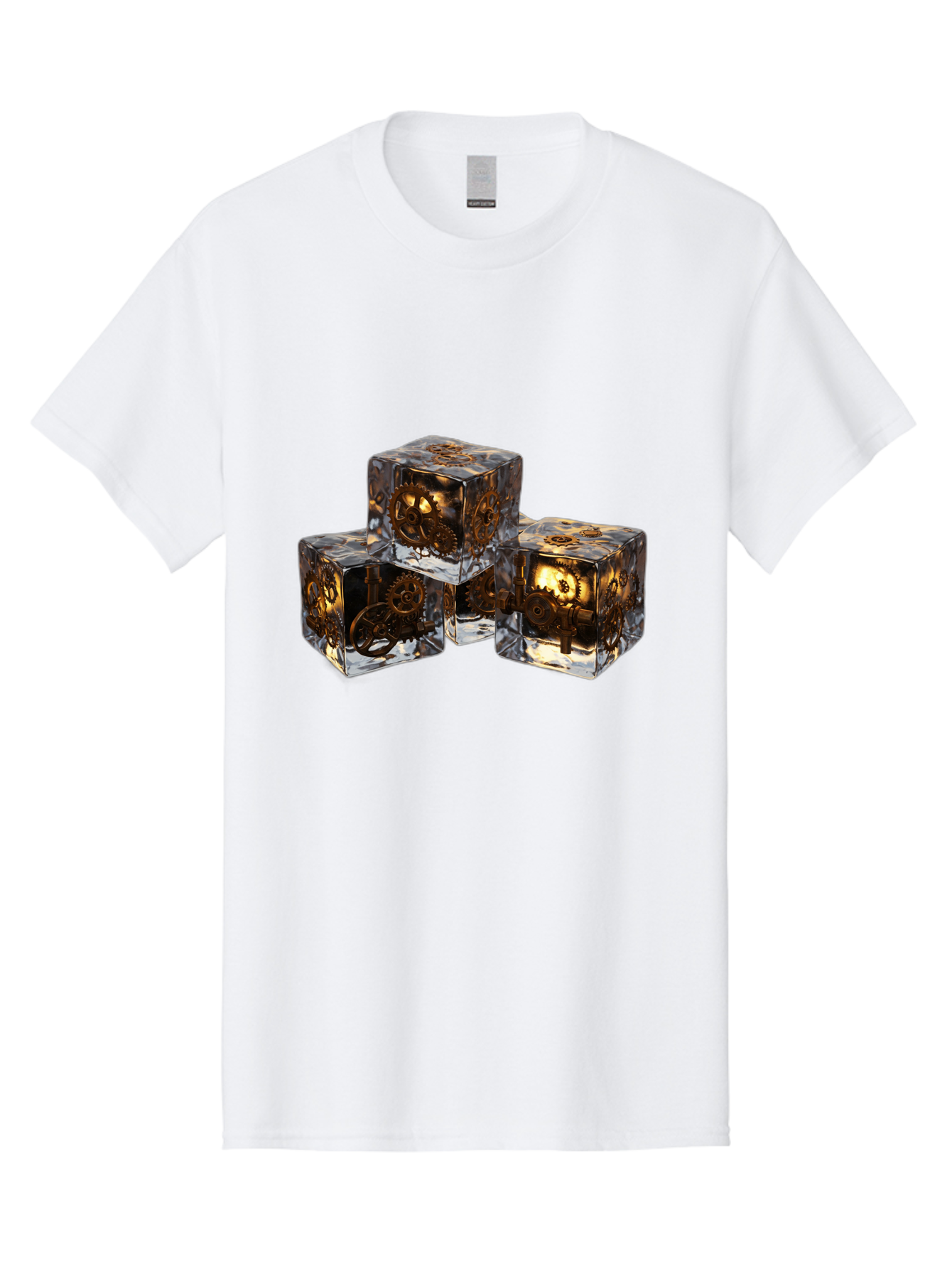 Clockwork-Dice Men'S Graphic Tee, 100% Cotton, Comfortable Casual Summer Wear, Machine Washable, Transparent Dice, Mechanical Gears, Clockwork Mechanisms, Intricate Details, Golden Accents, Modern Gaming Accessories, Tabletop Gaming, Rpg Dice Bac865