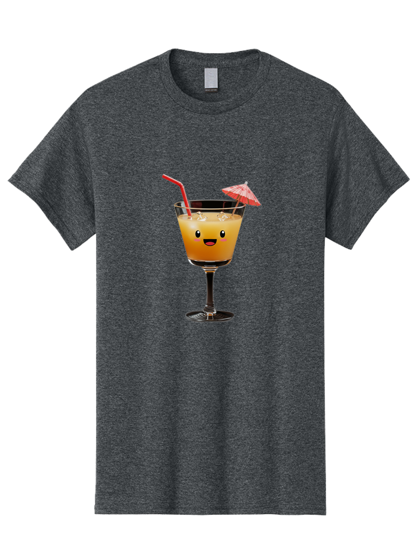 Cocktail-Glass-3 Men'S Graphic Tee, 100% Cotton, Comfortable Casual Summer Wear, Machine Washable, Cocktail Glass, Smiling Face, Orange Drink, Red Straw, Red Umbrella, Funny Character, Cartoon Style, Refreshing Beverage, Summer Drink Bac869