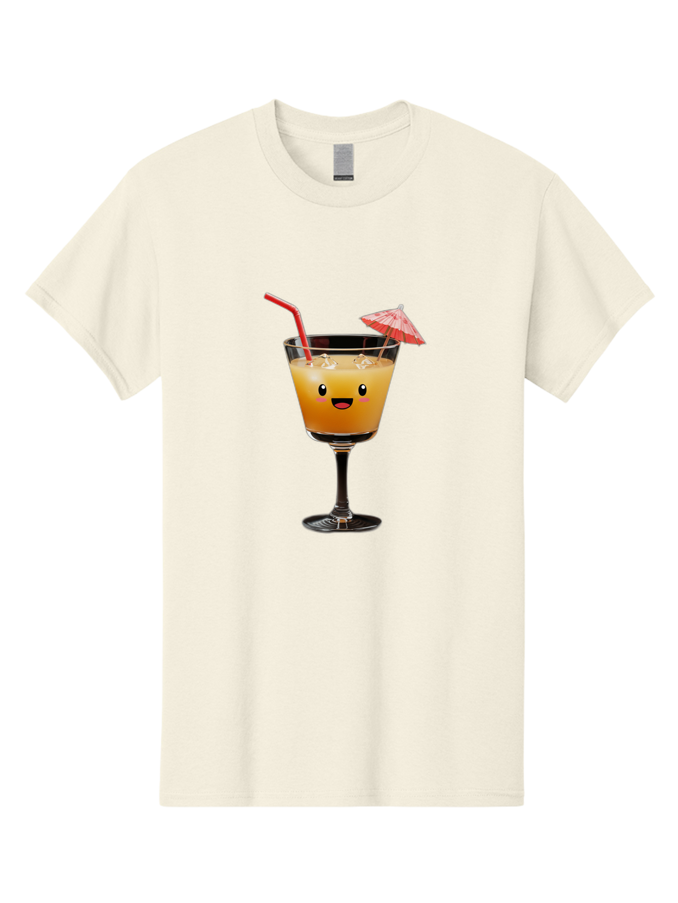 Cocktail-Glass-3 Men'S Graphic Tee, 100% Cotton, Comfortable Casual Summer Wear, Machine Washable, Cocktail Glass, Smiling Face, Orange Drink, Red Straw, Red Umbrella, Funny Character, Cartoon Style, Refreshing Beverage, Summer Drink Bac869
