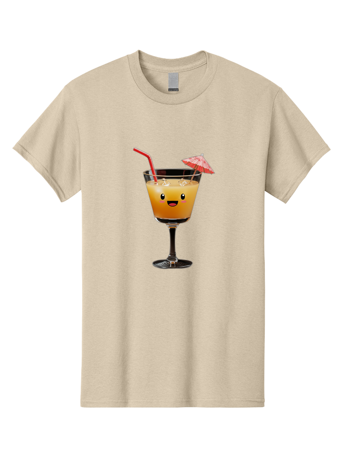 Cocktail-Glass-3 Men'S Graphic Tee, 100% Cotton, Comfortable Casual Summer Wear, Machine Washable, Cocktail Glass, Smiling Face, Orange Drink, Red Straw, Red Umbrella, Funny Character, Cartoon Style, Refreshing Beverage, Summer Drink Bac869