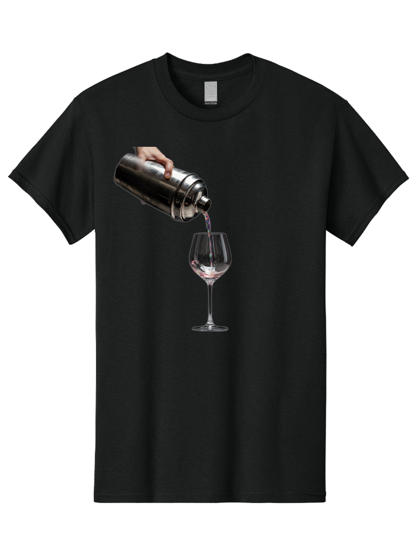 Cocktail-Shaker-Pouring Men'S Graphic Tee, 100% Cotton, Comfortable Casual Summer Wear, Machine Washable, Cocktail Being Poured, Drink In Glass, Metal Cocktail Shaker, Pouring Drink, Alcohol Beverage, Mixology, Cocktail Recipe, Stylish Drink Bac875
