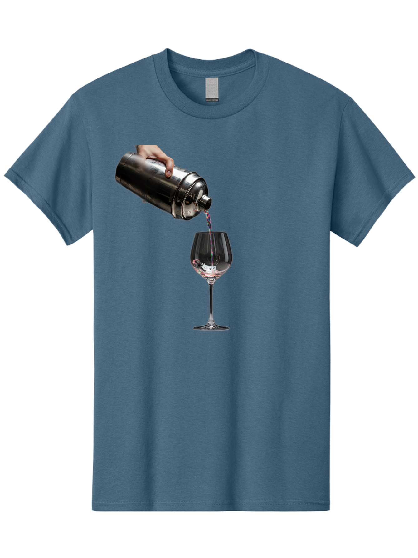 Cocktail-Shaker-Pouring Men'S Graphic Tee, 100% Cotton, Comfortable Casual Summer Wear, Machine Washable, Cocktail Being Poured, Drink In Glass, Metal Cocktail Shaker, Pouring Drink, Alcohol Beverage, Mixology, Cocktail Recipe, Stylish Drink Bac875