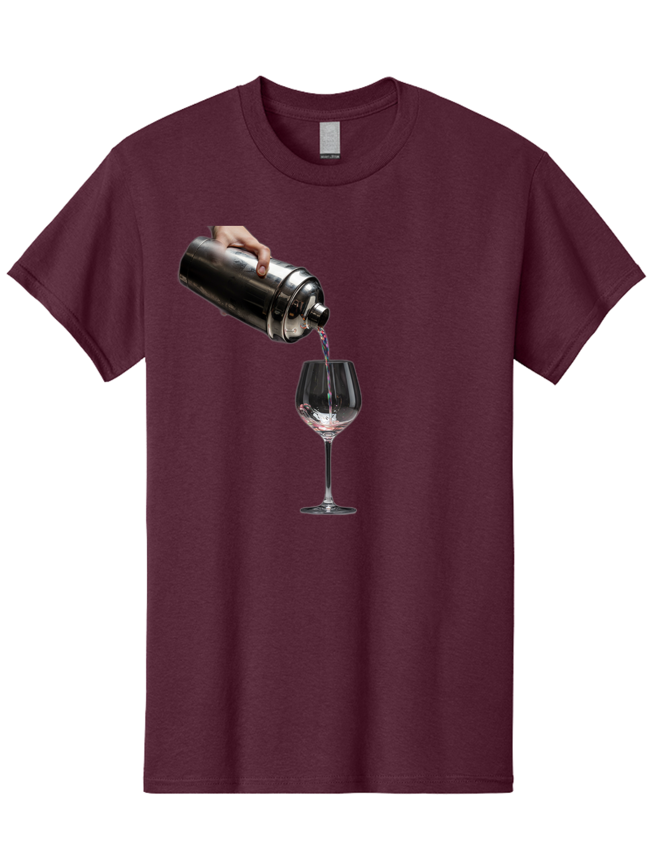 Cocktail-Shaker-Pouring Men'S Graphic Tee, 100% Cotton, Comfortable Casual Summer Wear, Machine Washable, Cocktail Being Poured, Drink In Glass, Metal Cocktail Shaker, Pouring Drink, Alcohol Beverage, Mixology, Cocktail Recipe, Stylish Drink Bac875